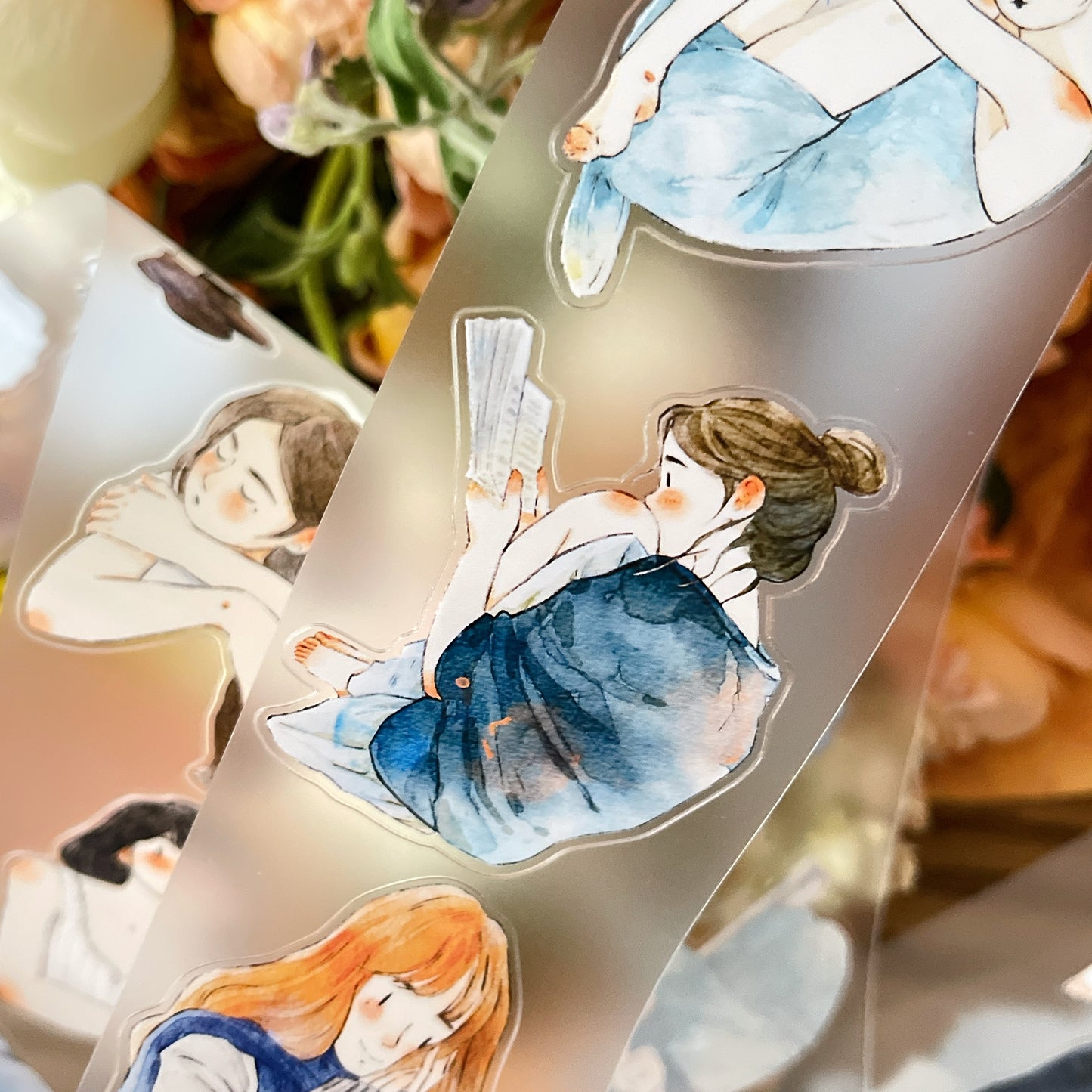 DingDing Vol14【52#Wait】Original Design Kiss-Cut Washi PET Tape Stickers,for Scrapbook Supplies,Journaling,Junk Journal,Bullet Journal,Planner Stickers