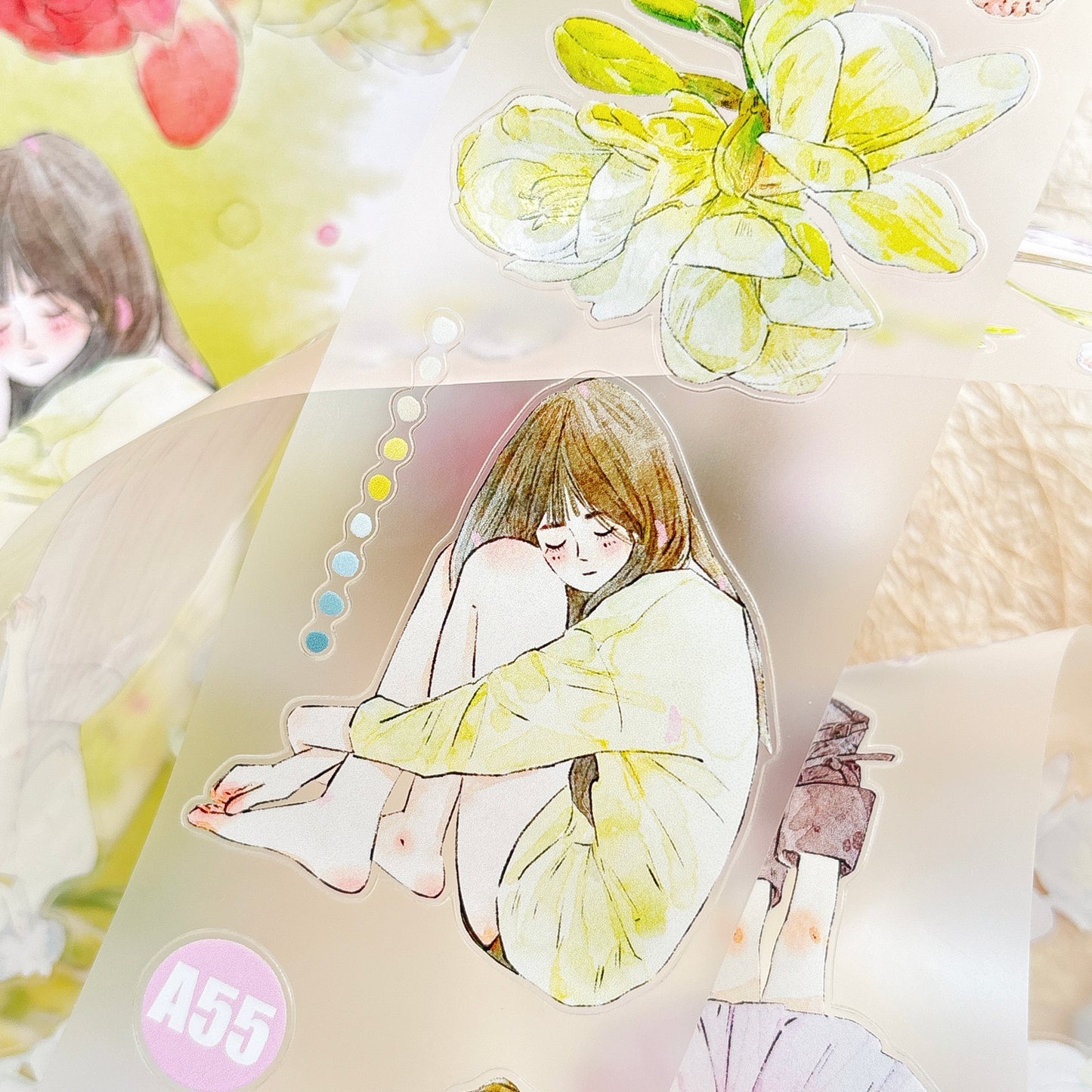 Seahorse Forest Vol10【A55#Appearance】Vintage Scene Original Design Pre-Cut Washi/PET Tape Stickers,for Scrapbook Supplies,Junk Journal Supplies