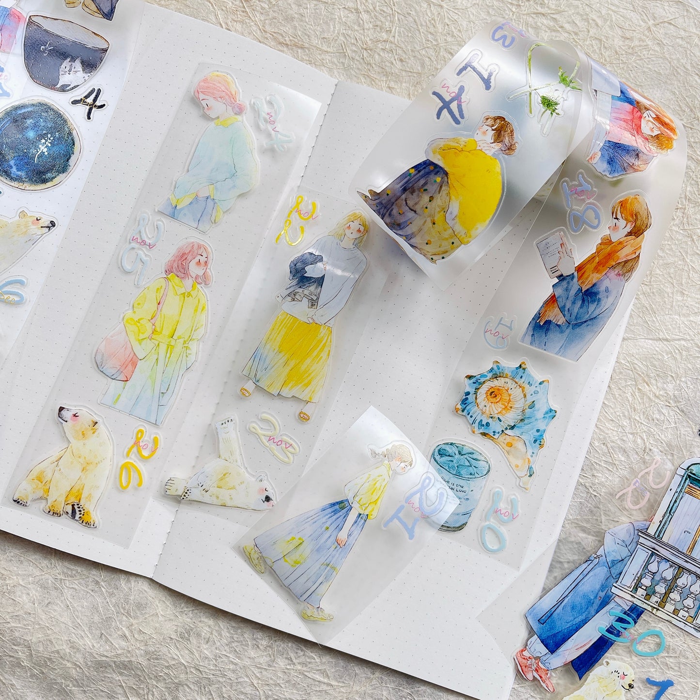 DingDing 2026 Annual Special Edition【365 Days No Loop-Undated Calendar Tape Set(Total 8 rolls) -for Any Year】Original Design,Pre-Cut Washi/PET Tape Stickers,for Scrapbook Supplies,Junk Journal,Planner Stickers