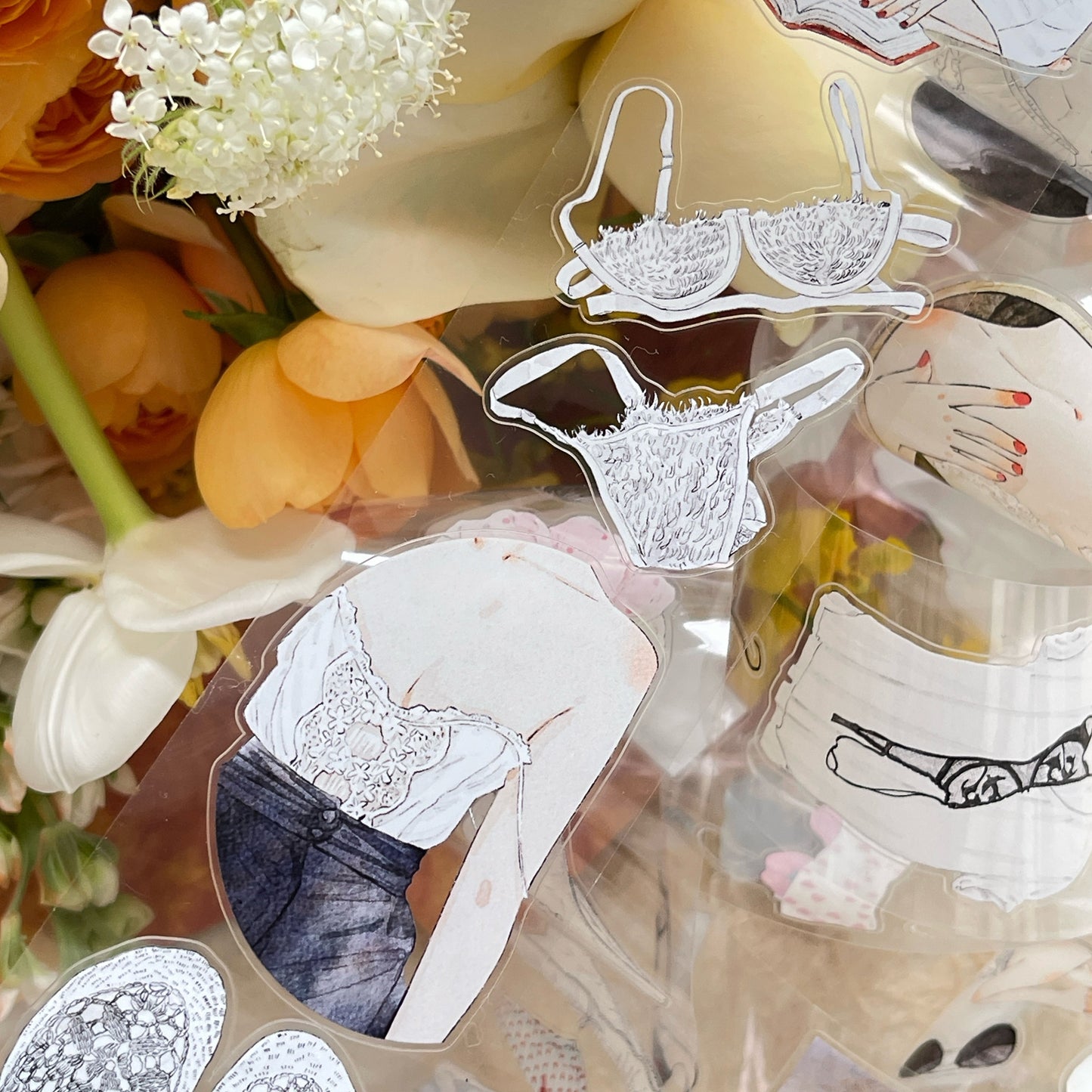 DingDing Vol14【50#Private】Original Design Kiss-Cut Washi PET Tape Stickers,for Scrapbook Supplies,Journaling,Junk Journal,Bullet Journal,Planner Stickers