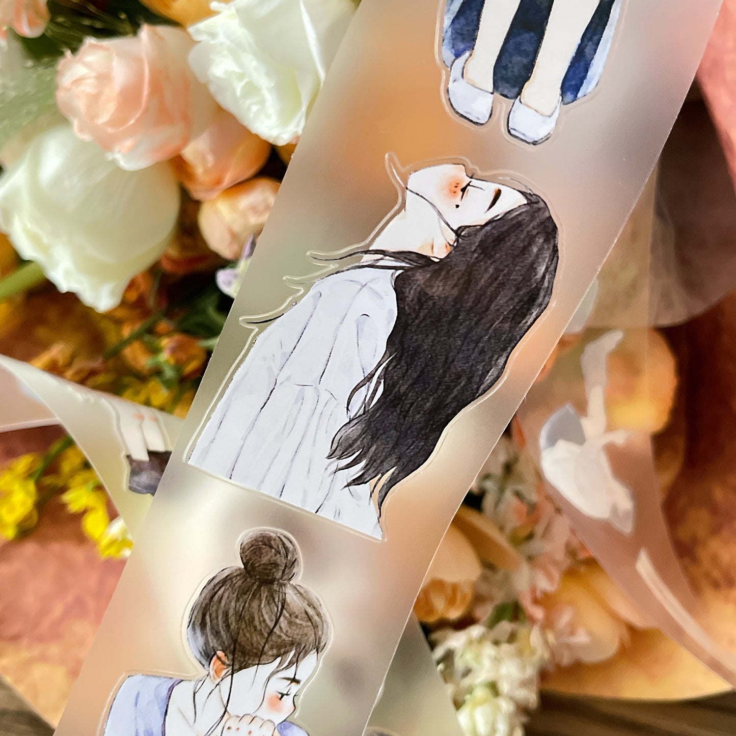 DingDing Vol14【52#Wait】Original Design Kiss-Cut Washi PET Tape Stickers,for Scrapbook Supplies,Journaling,Junk Journal,Bullet Journal,Planner Stickers