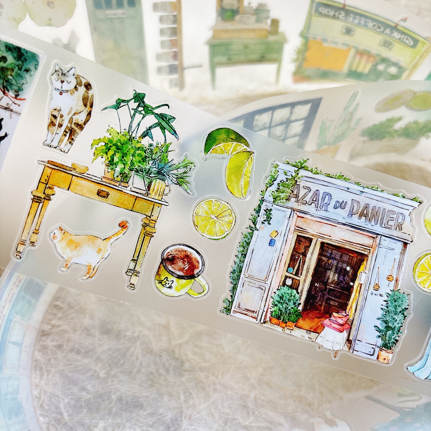 Seahorse Forest Vol10【A56#Verdancy】Vintage Scene Original Design Pre-Cut Washi/PET Tape Stickers,for Scrapbook Supplies,Junk Journal Supplies