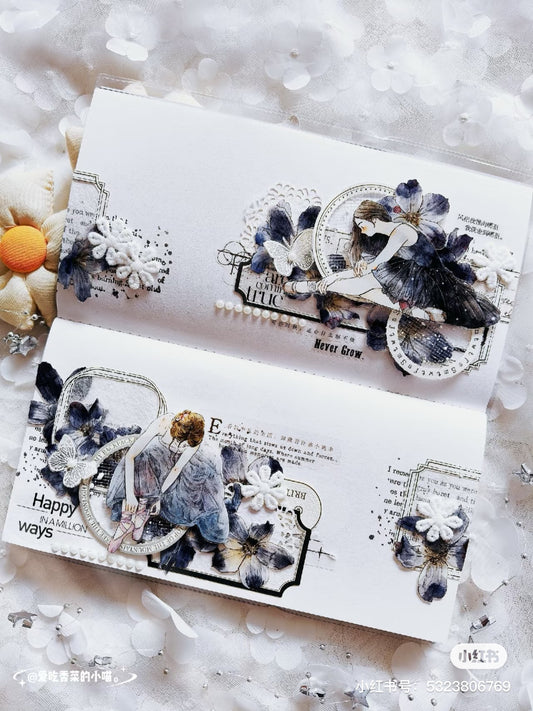 DingDing&Seahorse Washi Tape Set-2 Rolls(41+A51) Washi/PET Tape Stickers,Original Designs,Fashion Characters Figures for Scrapbooks Supplies,Journaling,Junk Journal,Bullet Journals,Planners