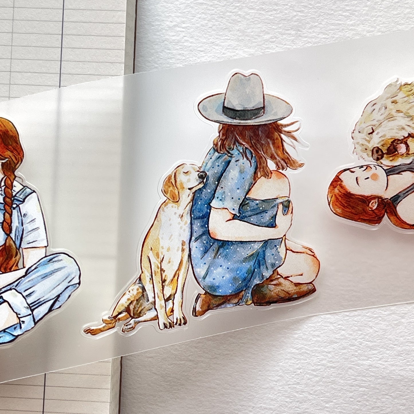 DingDing&YiEr Washi Tape Set-2 Rolls(22+Blue Island Sixth Beginning) Washi/PET Tape Stickers,Original Designs,Fashion Characters Figures for Scrapbooks Supplies,Journaling,Junk Journal,Bullet Journals,Planners