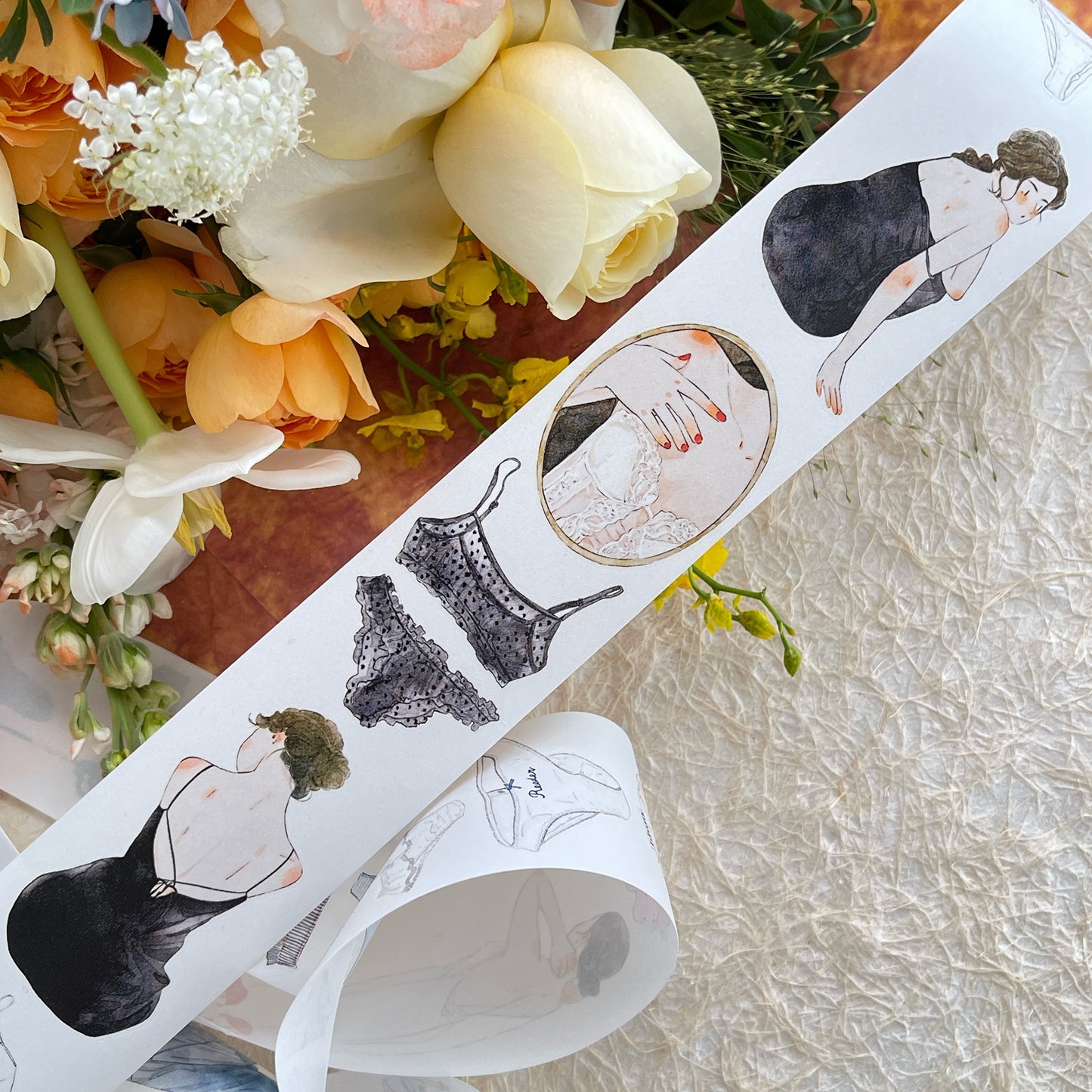 DingDing Vol14【50#Private】Original Design Kiss-Cut Washi PET Tape Stickers,for Scrapbook Supplies,Journaling,Junk Journal,Bullet Journal,Planner Stickers