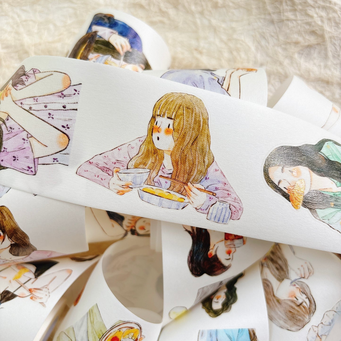 DingDing Vol15【57#Food Available】Original Design Kiss-Cut Washi PET Tape Stickers,for Scrapbook Supplies,Journaling,Junk Journal,Bullet Journal,Planner Stickers