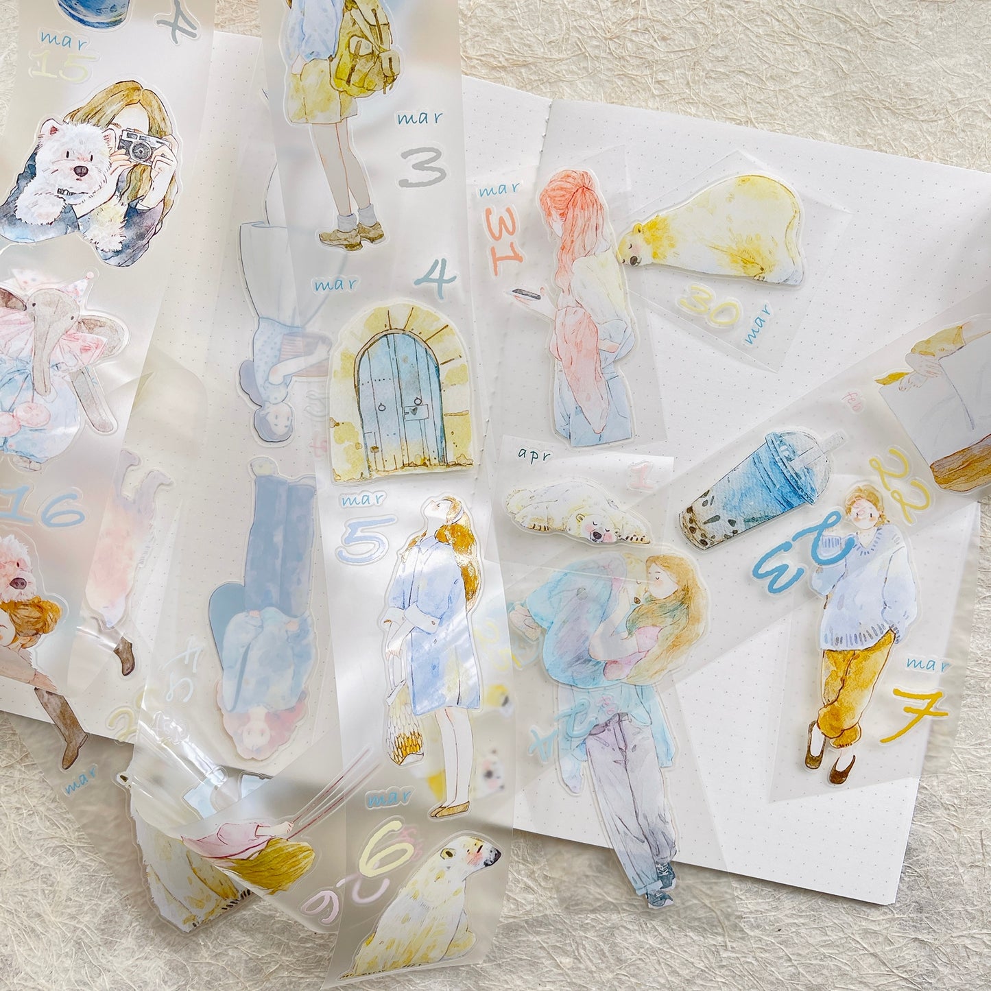 DingDing 2026 Annual Special Edition【365 Days No Loop-Undated Calendar Tape Set(Total 8 rolls) -for Any Year】Original Design,Pre-Cut Washi/PET Tape Stickers,for Scrapbook Supplies,Junk Journal,Planner Stickers