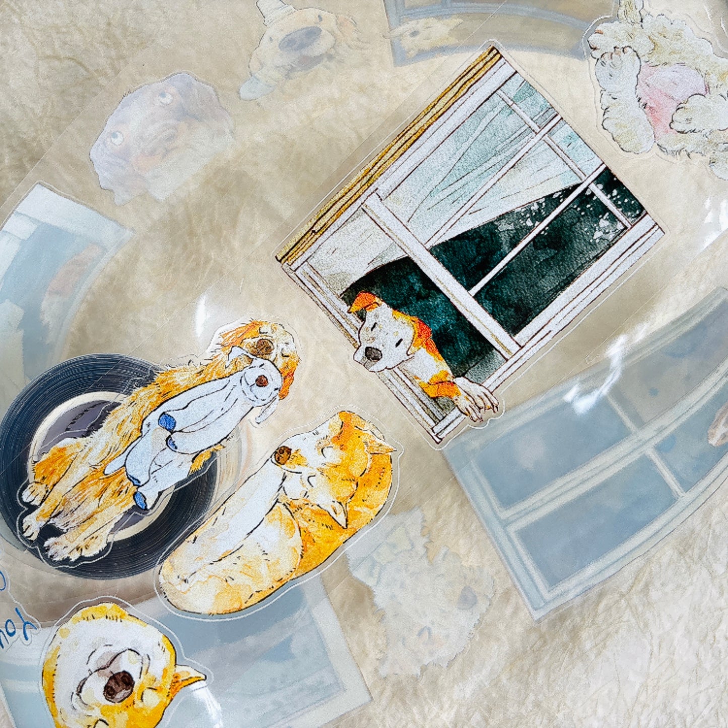 DingDing Vol15【55#Here's a Dog】Original Design Kiss-Cut Washi PET Tape Stickers,for Scrapbook Supplies,Journaling,Junk Journal,Bullet Journal,Planner Stickers