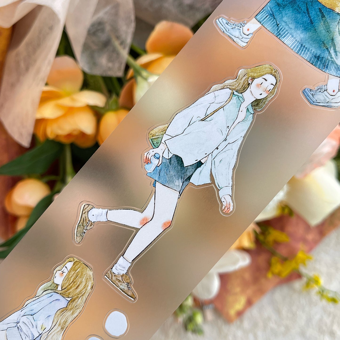 DingDing Vol14【51#Rush】Original Design Kiss-Cut Washi PET Tape Stickers,for Scrapbook Supplies,Journaling,Junk Journal,Bullet Journal,Planner Stickers