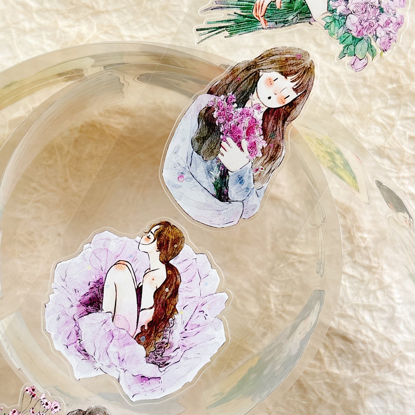 DingDing Vol15【58#There are Flowers】Original Design Kiss-Cut Washi PET Tape Stickers,for Scrapbook Supplies,Journaling,Junk Journal,Bullet Journal,Planner Stickers
