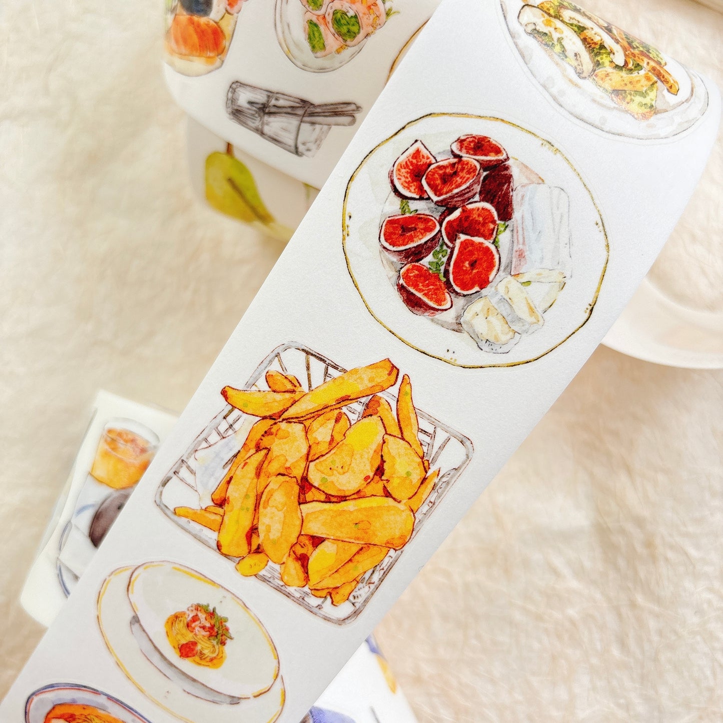 DingDing Vol15【56#Little Moments of Food】Original Design Kiss-Cut Washi PET Tape Stickers,for Scrapbook Supplies,Journaling,Junk Journal,Bullet Journal,Planner Stickers