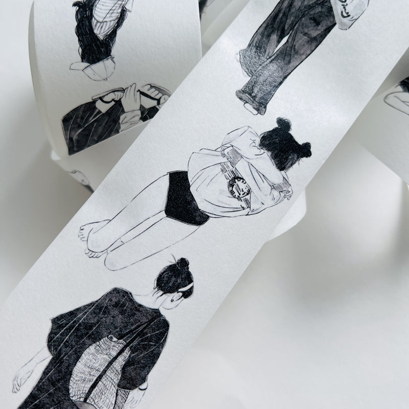 DingDing Vol4【11#Ink White】Original Character Design Washi Matte PET Journal Tape Versatile Collage Materials