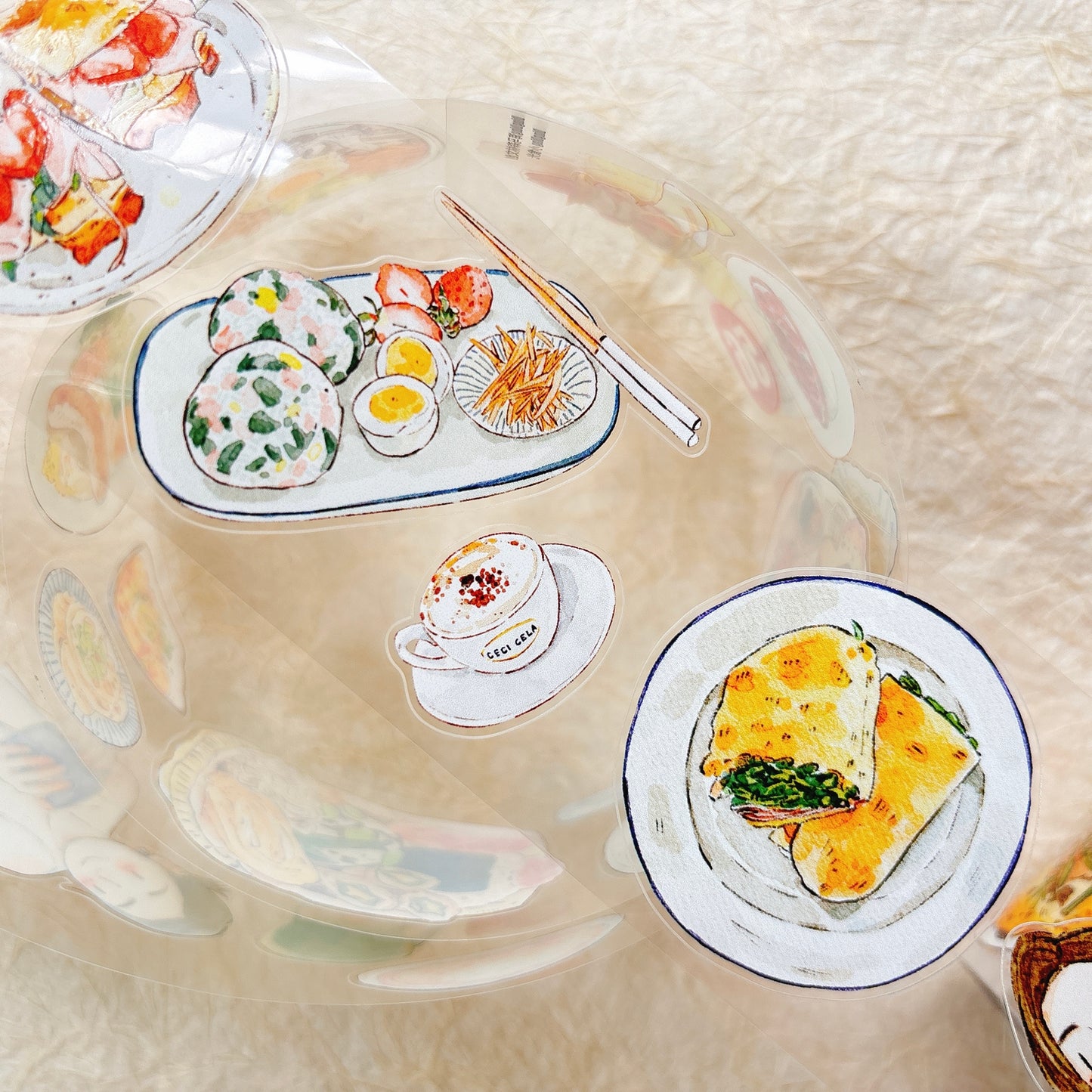 DingDing Vol15【56#Little Moments of Food】Original Design Kiss-Cut Washi PET Tape Stickers,for Scrapbook Supplies,Journaling,Junk Journal,Bullet Journal,Planner Stickers