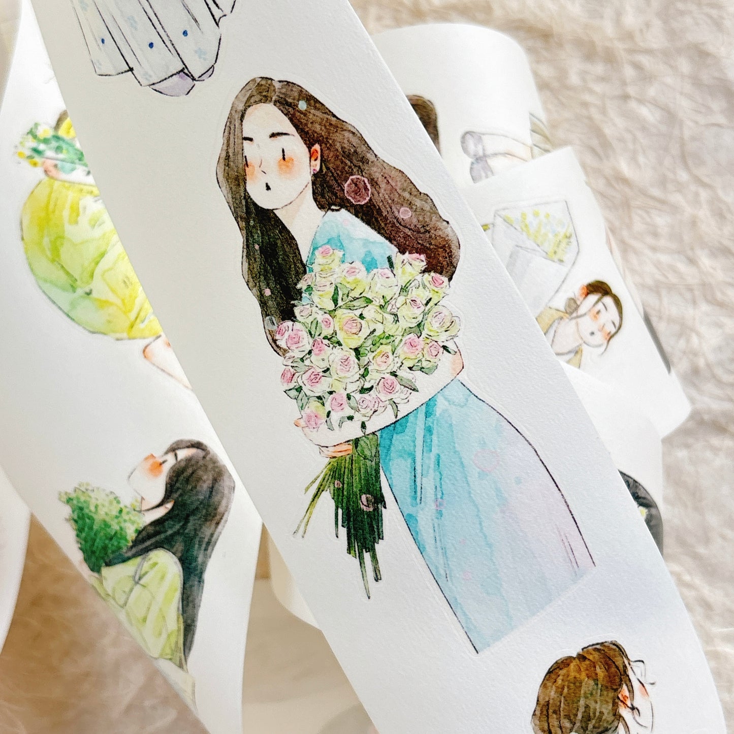 DingDing Vol15【58#There are Flowers】Original Design Kiss-Cut Washi PET Tape Stickers,for Scrapbook Supplies,Journaling,Junk Journal,Bullet Journal,Planner Stickers