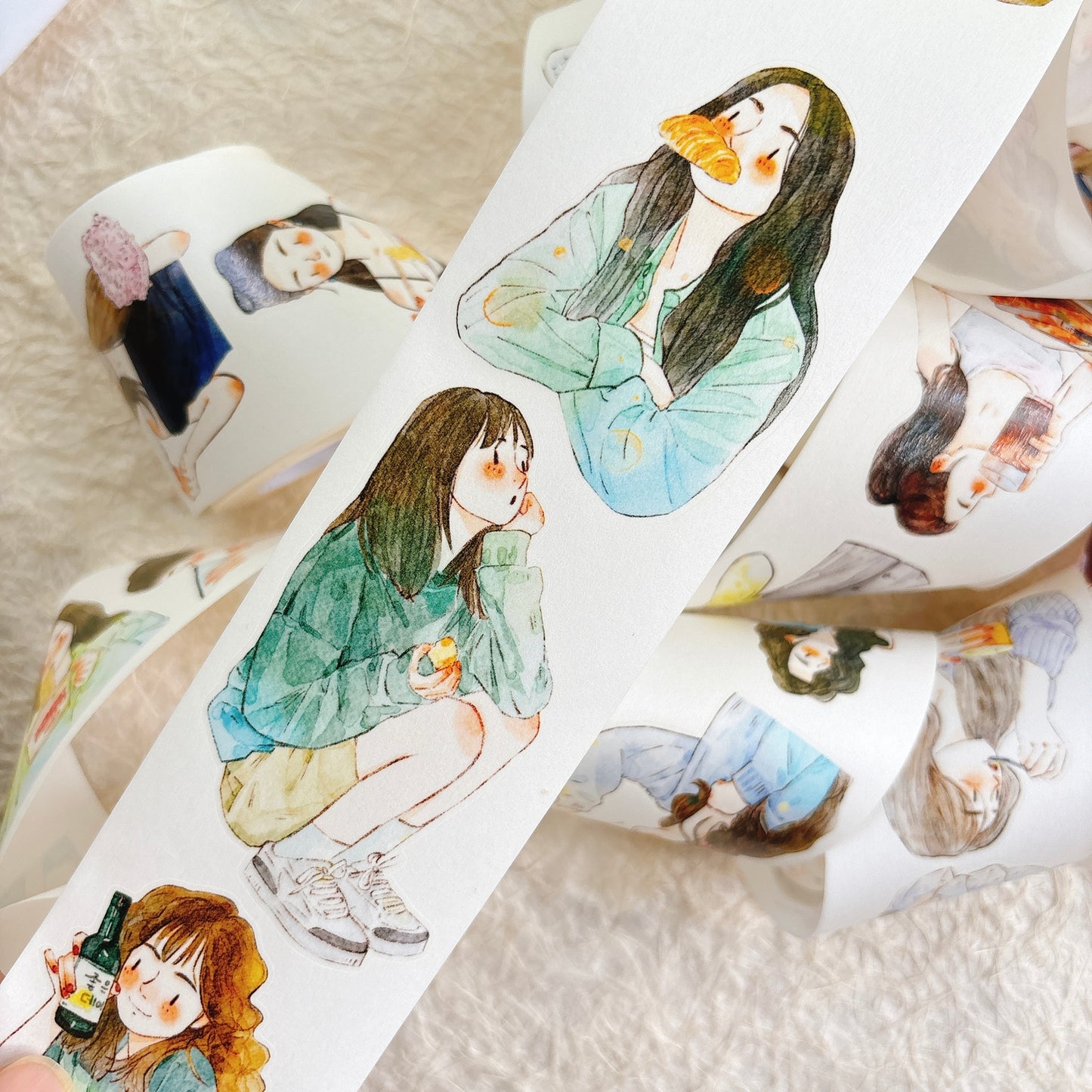 DingDing Vol15【57#Food Available】Original Design Kiss-Cut Washi PET Tape Stickers,for Scrapbook Supplies,Journaling,Junk Journal,Bullet Journal,Planner Stickers