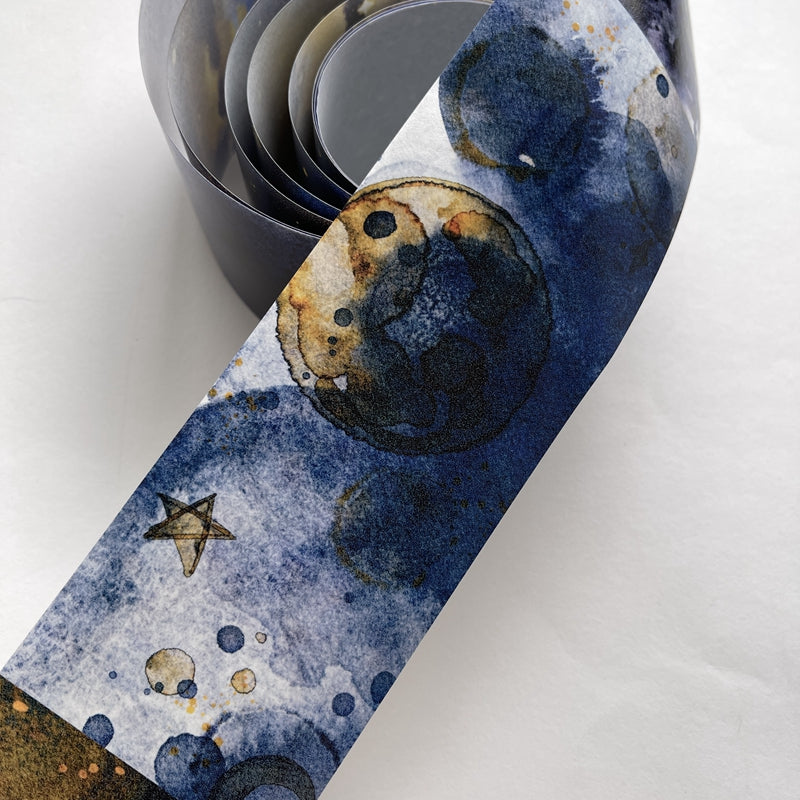 DingDing Vol4【12#Stars and Moon】Original Design Washi Matte PET Journal Tape Versatile Collage Materials