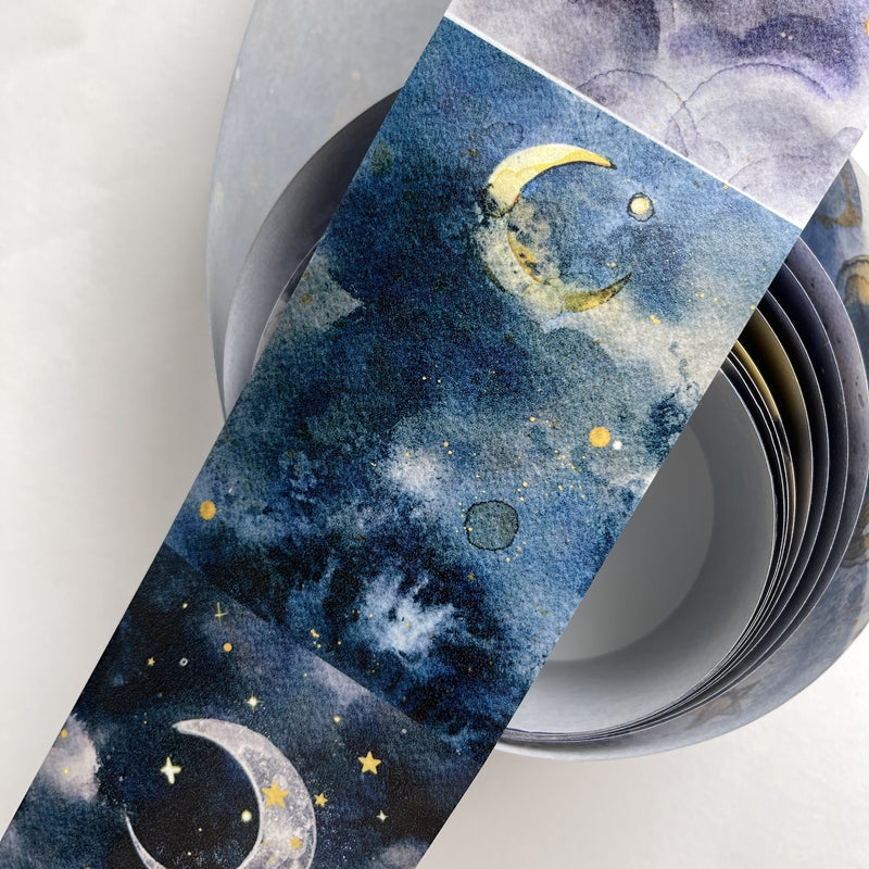 DingDing Vol4【12#Stars and Moon】Original Design Washi Matte PET Journal Tape Versatile Collage Materials