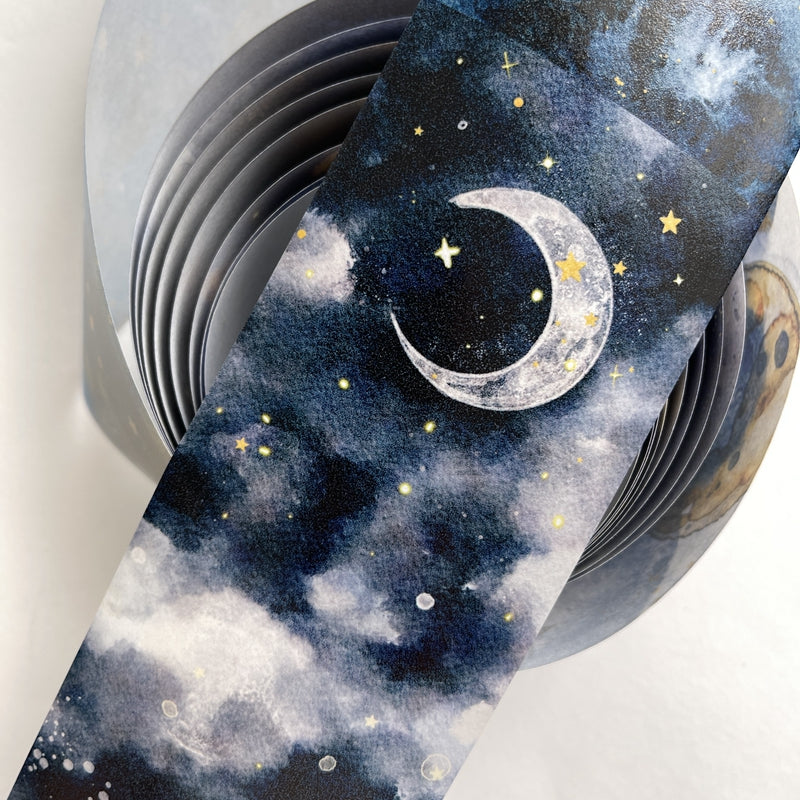 DingDing Vol4【12#Stars and Moon】Original Design Washi Matte PET Journal Tape Versatile Collage Materials