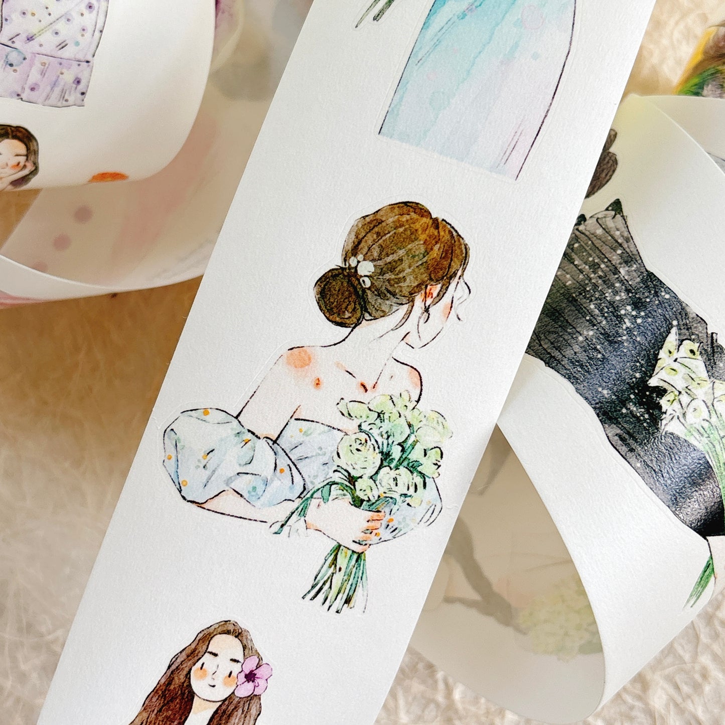 DingDing Vol15【58#There are Flowers】Original Design Kiss-Cut Washi PET Tape Stickers,for Scrapbook Supplies,Journaling,Junk Journal,Bullet Journal,Planner Stickers