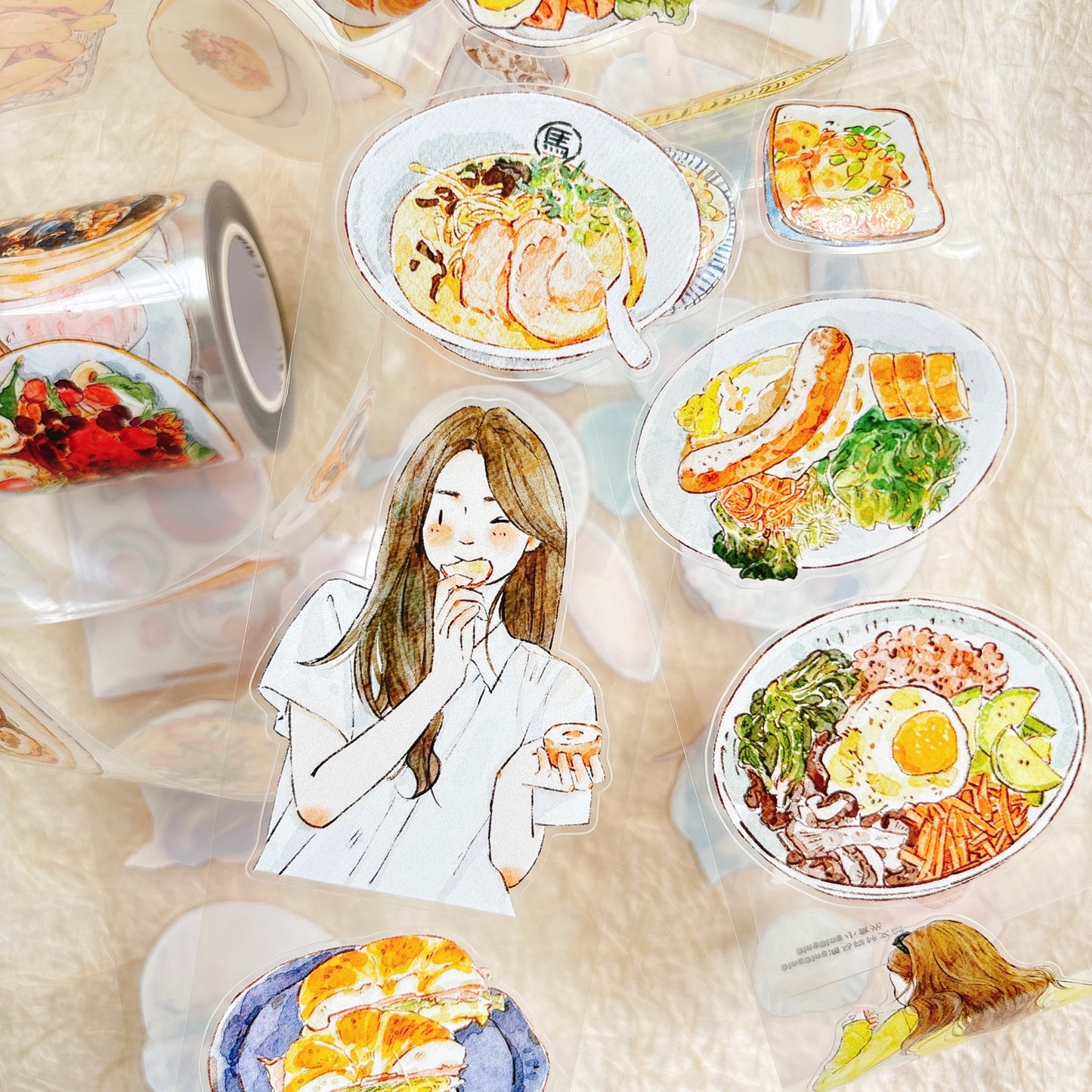 DingDing Vol15【56#Little Moments of Food】Original Design Kiss-Cut Washi PET Tape Stickers,for Scrapbook Supplies,Journaling,Junk Journal,Bullet Journal,Planner Stickers