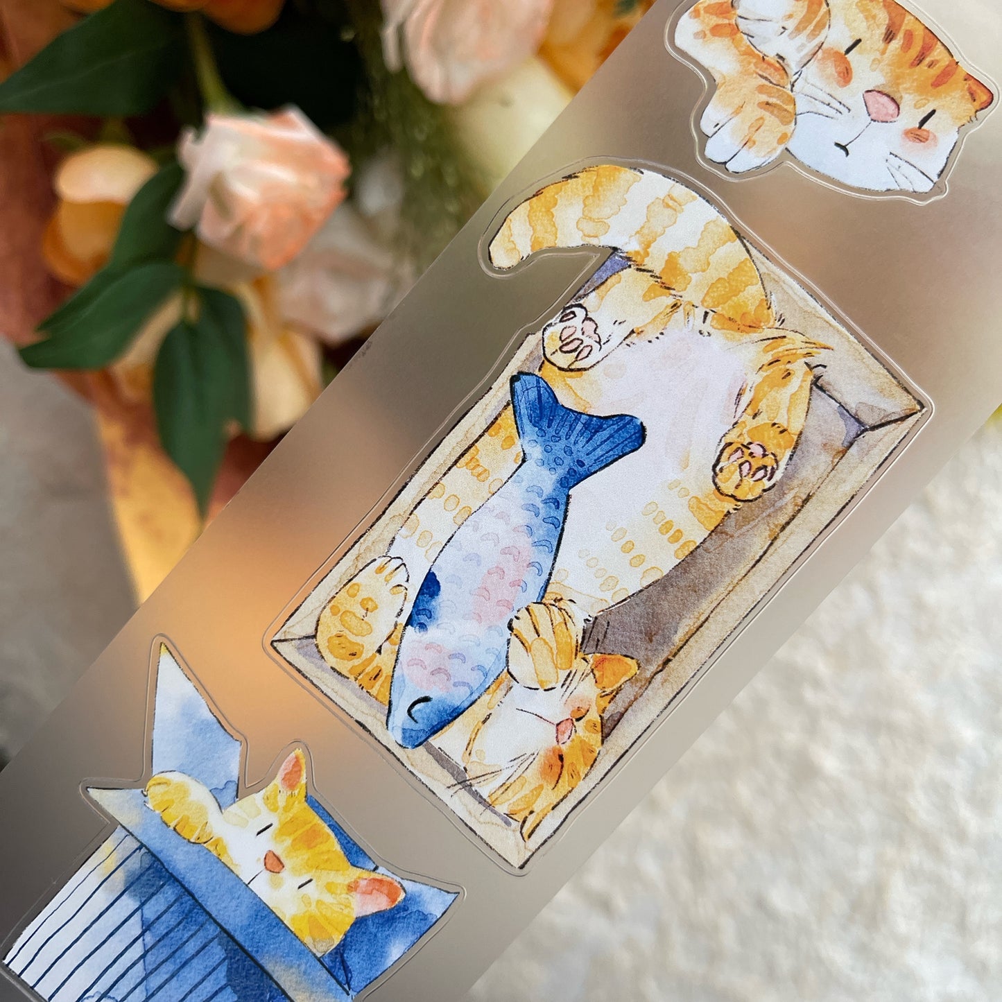 DingDing Vol14【50#Private】Original Design Kiss-Cut Washi PET Tape Stickers,for Scrapbook Supplies,Journaling,Junk Journal,Bullet Journal,Planner Stickers