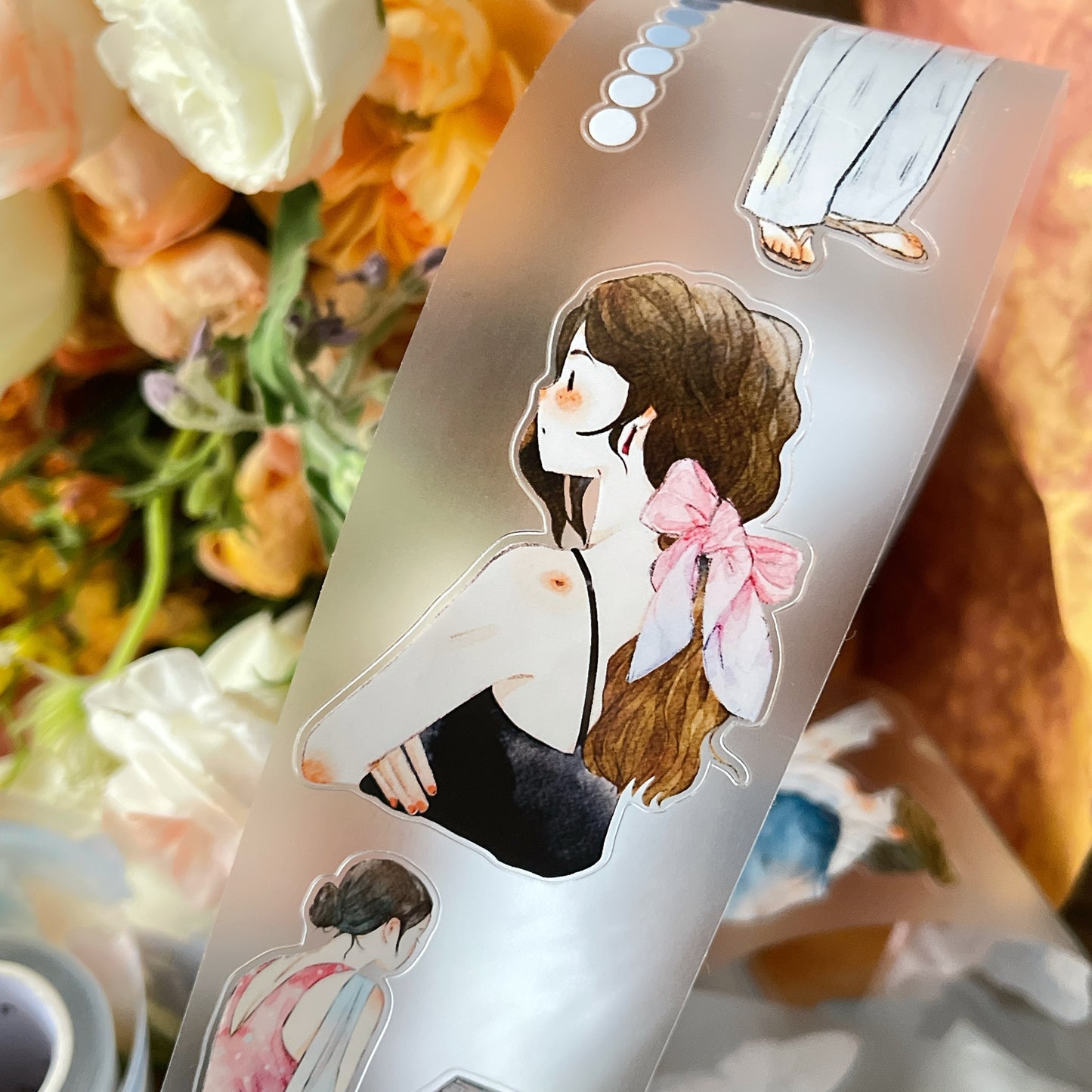DingDing Vol14【52#Wait】Original Design Kiss-Cut Washi PET Tape Stickers,for Scrapbook Supplies,Journaling,Junk Journal,Bullet Journal,Planner Stickers