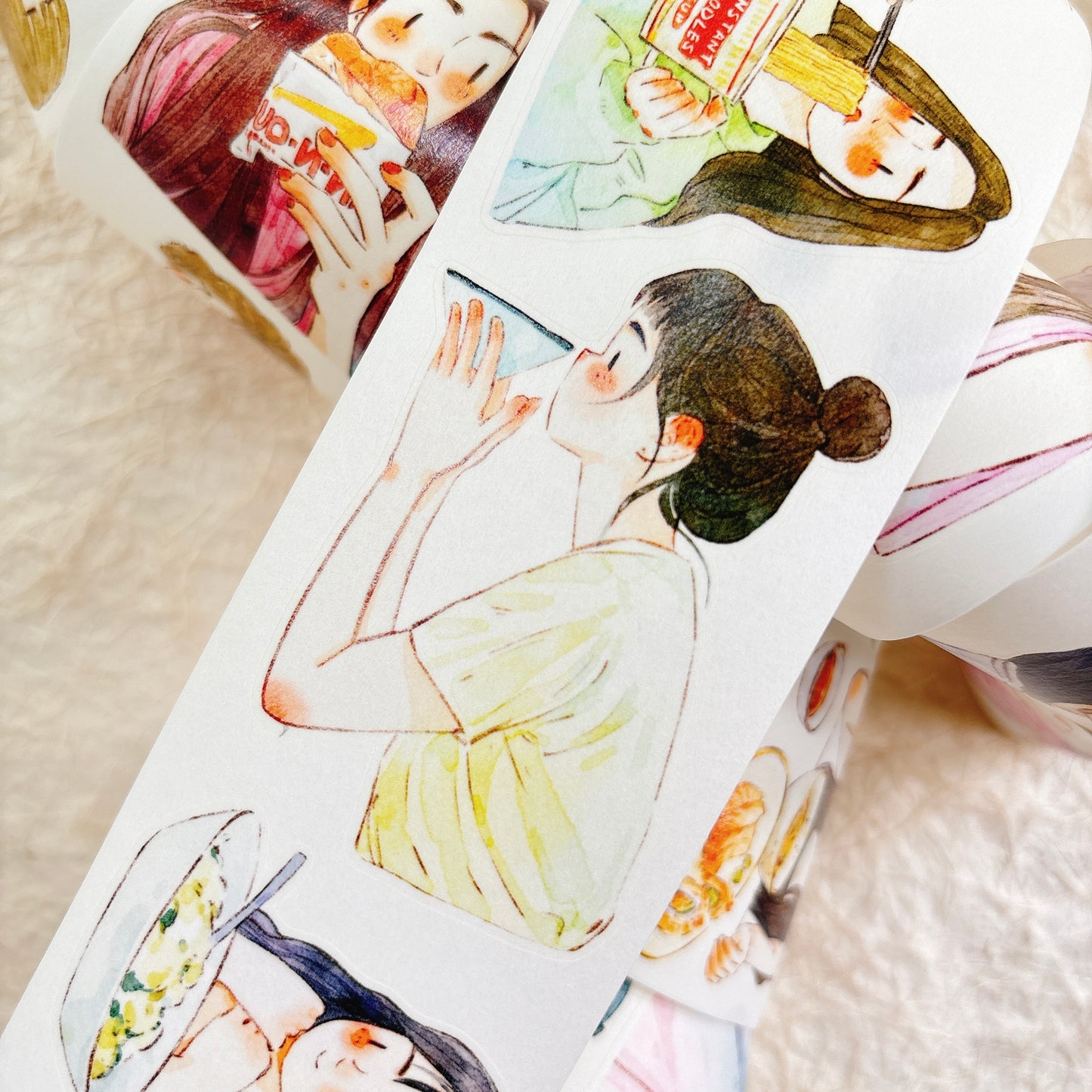 DingDing Vol15【57#Food Available】Original Design Kiss-Cut Washi PET Tape Stickers,for Scrapbook Supplies,Journaling,Junk Journal,Bullet Journal,Planner Stickers