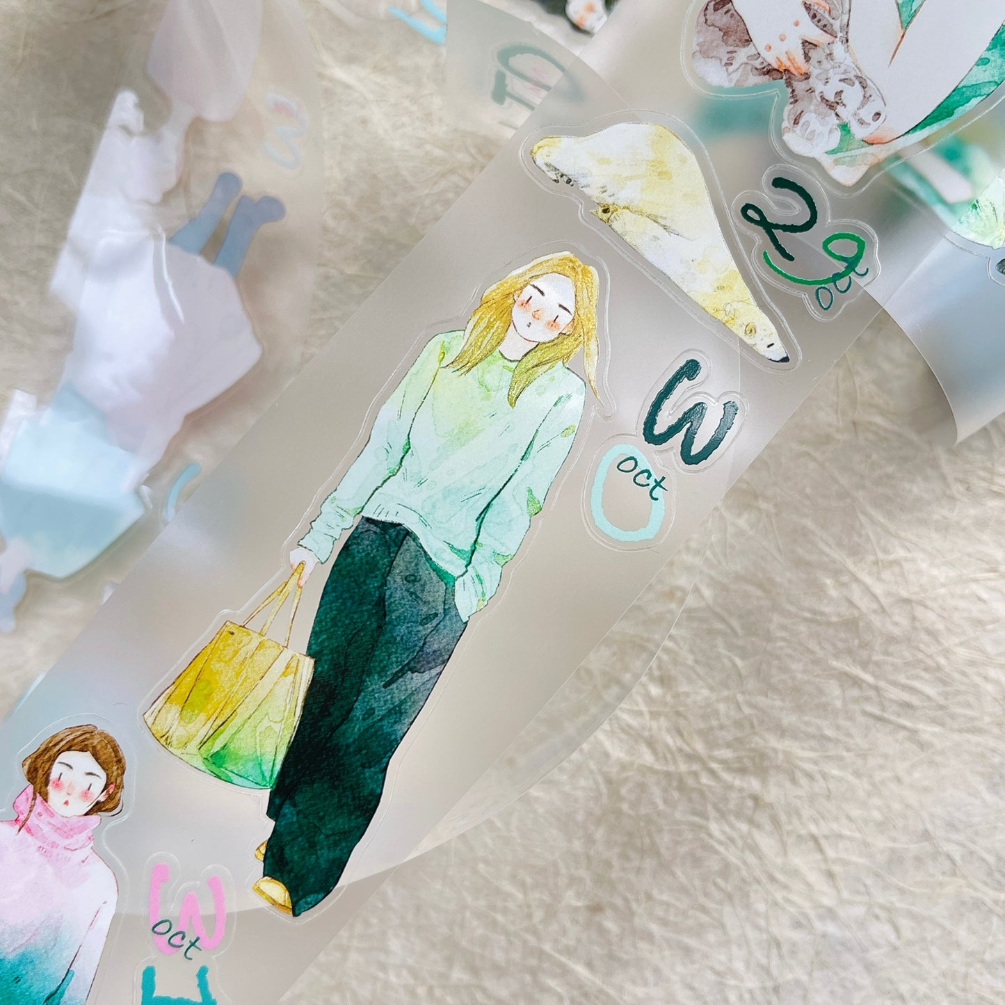 DingDing 2026 Annual Special Edition,Pre-Cut Clear Pet Tape Stickers,365 Days-T7 No Loop-Undated Calendar Tape,Original Vintage Design for Scrapbooks Supplies,Junk Journal