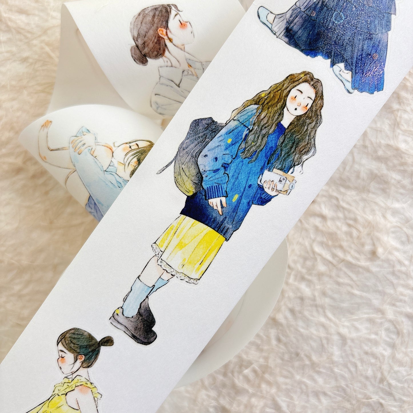 DingDing Vol15【59#A Streak of Blue】Original Design Kiss-Cut Washi PET Tape Stickers,for Scrapbook Supplies,Journaling,Junk Journal,Bullet Journal,Planner Stickers