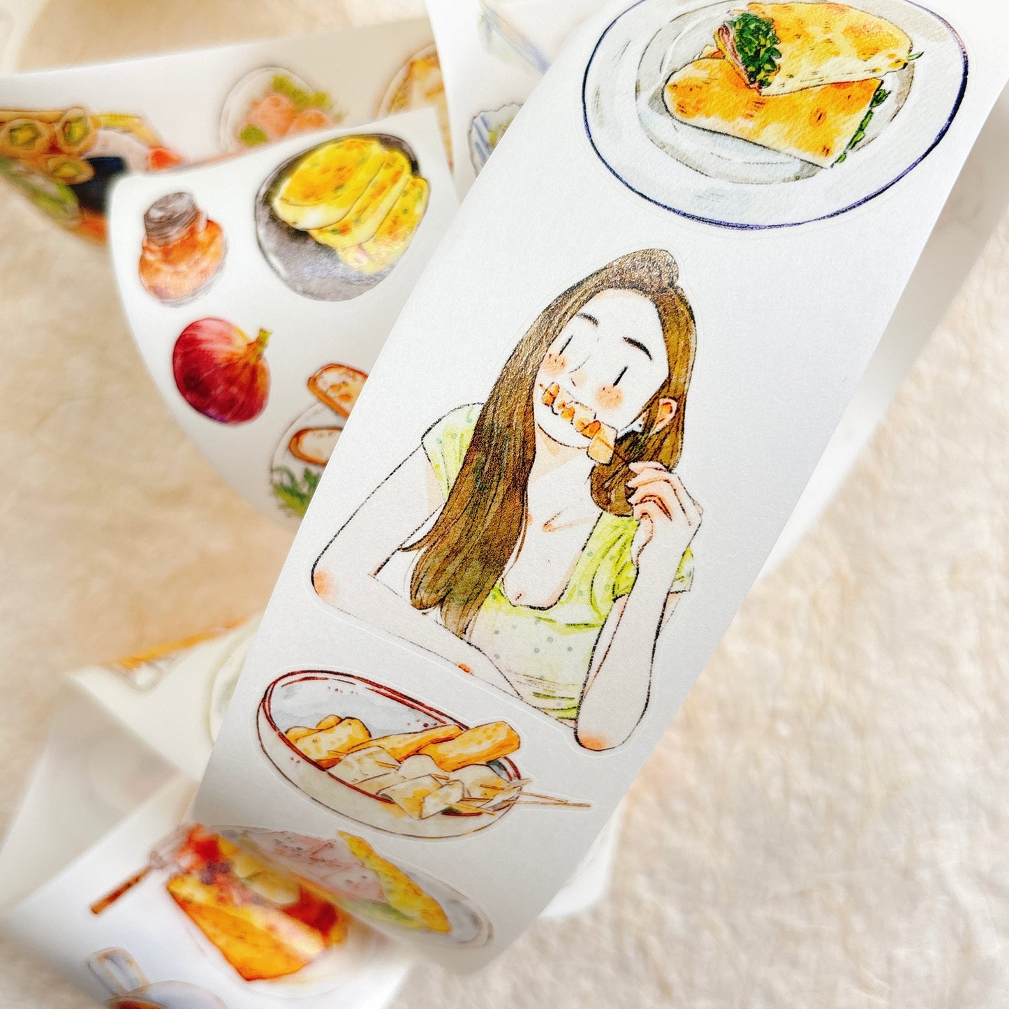 DingDing Vol15【56#Little Moments of Food】Original Design Kiss-Cut Washi PET Tape Stickers,for Scrapbook Supplies,Journaling,Junk Journal,Bullet Journal,Planner Stickers