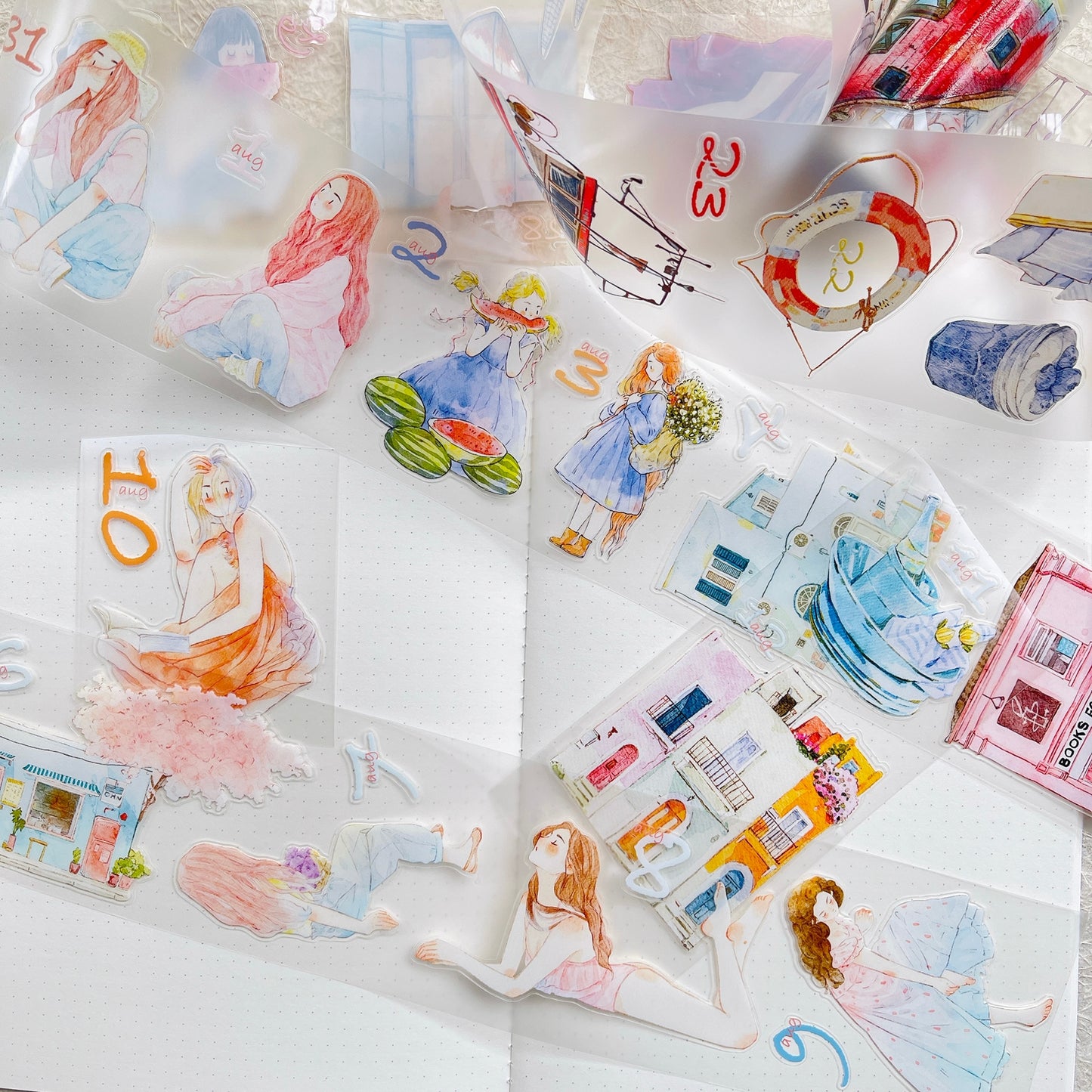 DingDing 2026 Annual Special Edition【365 Days No Loop-Undated Calendar Tape Set(Total 8 rolls) -for Any Year】Original Design,Pre-Cut Washi/PET Tape Stickers,for Scrapbook Supplies,Junk Journal,Planner Stickers