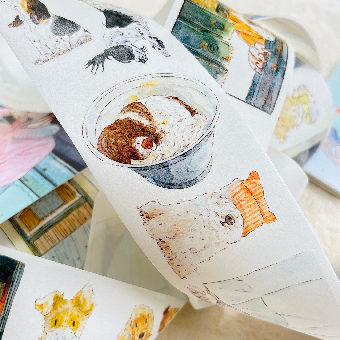 DingDing Vol15【55#Here's a Dog】Original Design Kiss-Cut Washi PET Tape Stickers,for Scrapbook Supplies,Journaling,Junk Journal,Bullet Journal,Planner Stickers