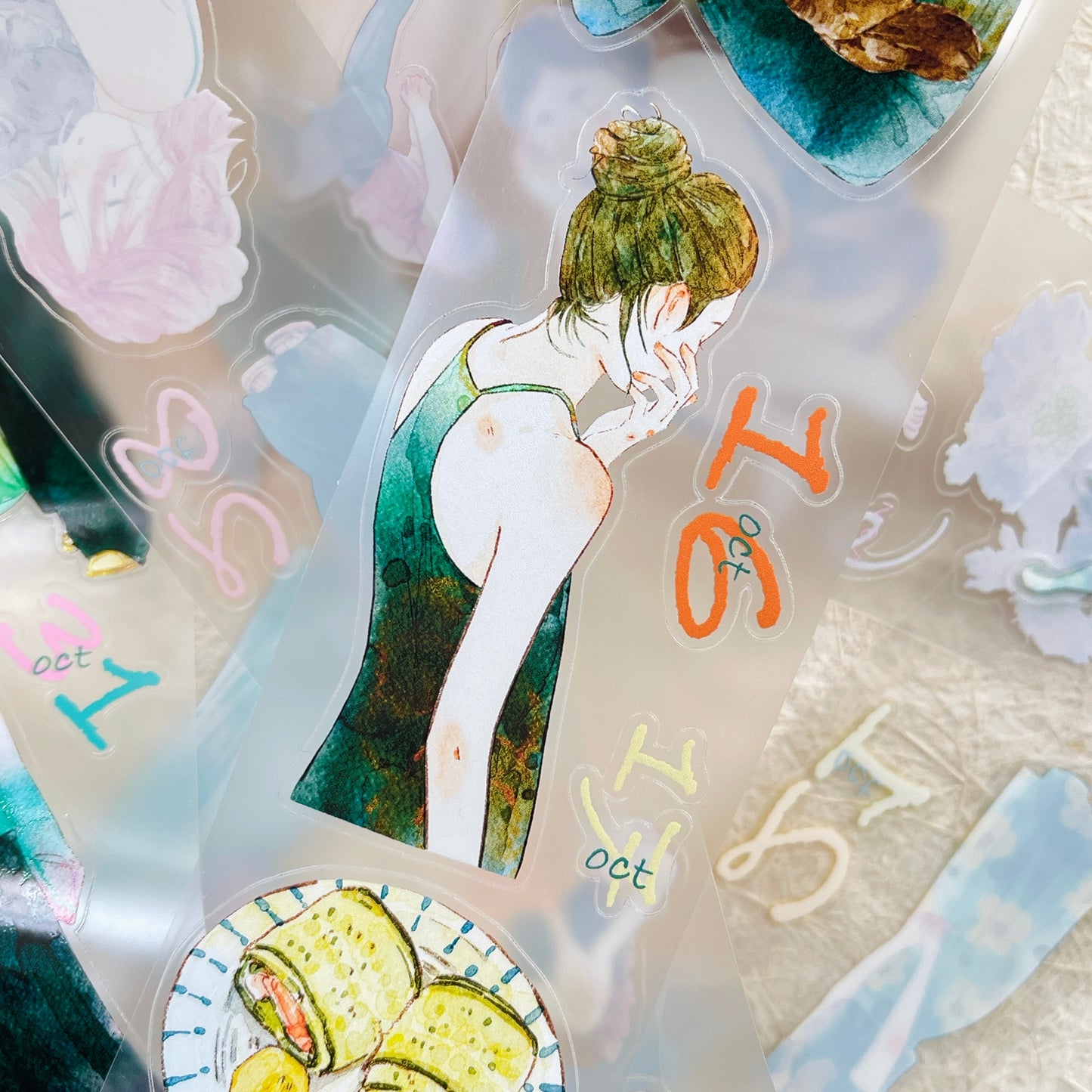 DingDing 2026 Annual Special Edition,Pre-Cut Clear Pet Tape Stickers,365 Days-T7 No Loop-Undated Calendar Tape,Original Vintage Design for Scrapbooks Supplies,Junk Journal