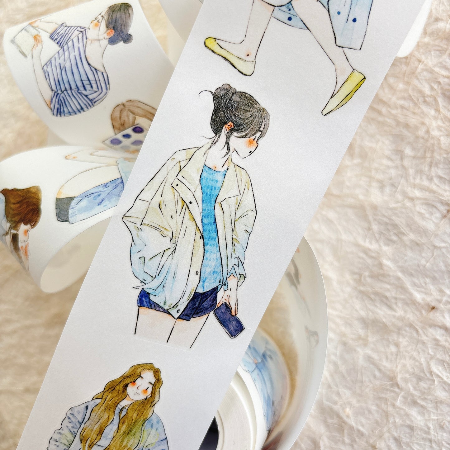 DingDing Vol15【59#A Streak of Blue】Original Design Kiss-Cut Washi PET Tape Stickers,for Scrapbook Supplies,Journaling,Junk Journal,Bullet Journal,Planner Stickers
