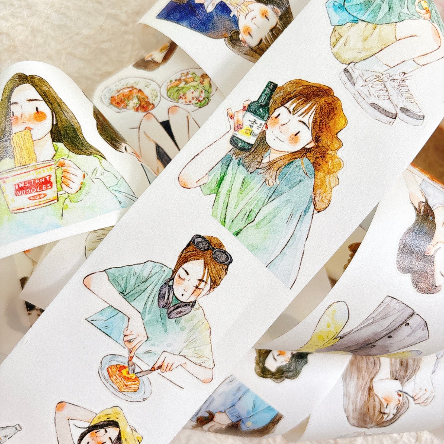 DingDing Vol15【57#Food Available】Original Design Kiss-Cut Washi PET Tape Stickers,for Scrapbook Supplies,Journaling,Junk Journal,Bullet Journal,Planner Stickers