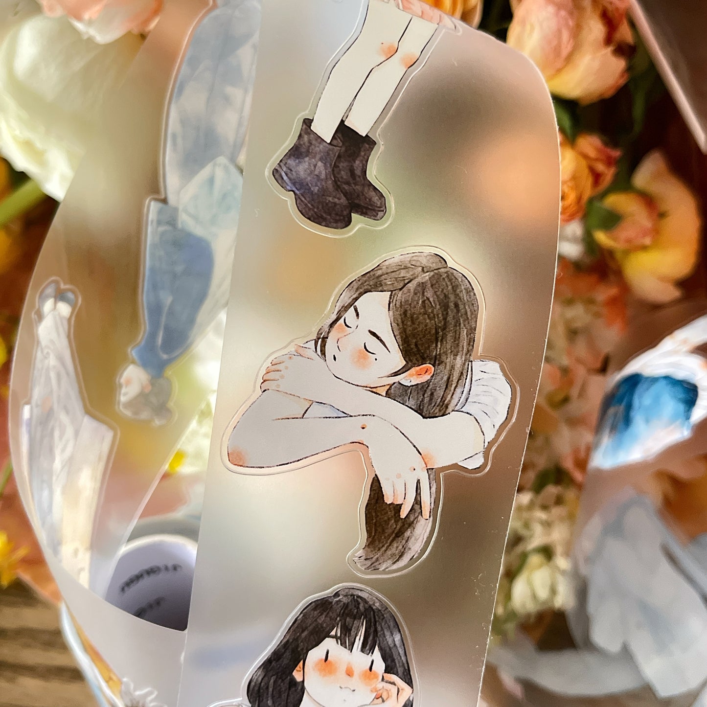 DingDing Vol14【52#Wait】Original Design Kiss-Cut Washi PET Tape Stickers,for Scrapbook Supplies,Journaling,Junk Journal,Bullet Journal,Planner Stickers
