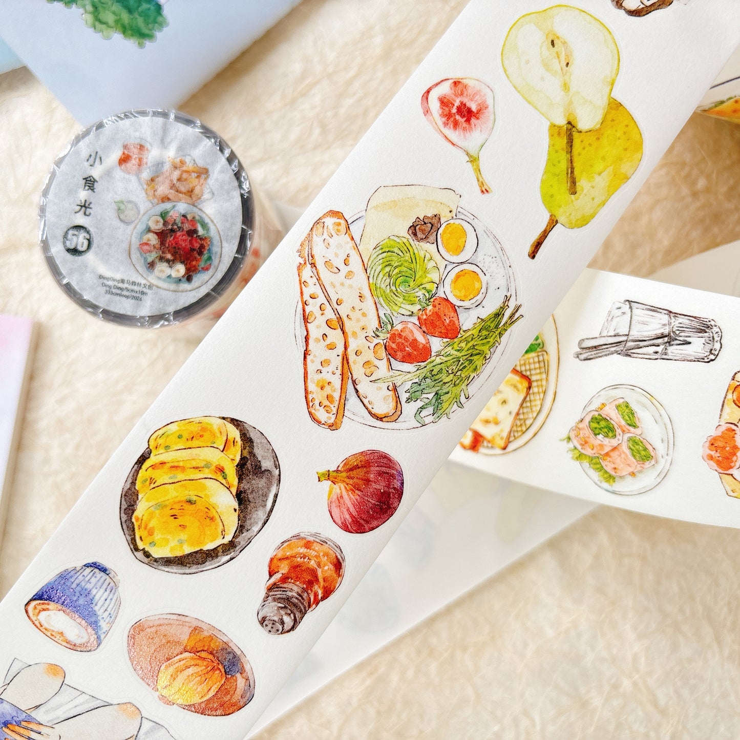 DingDing Vol15【56#Little Moments of Food】Original Design Kiss-Cut Washi PET Tape Stickers,for Scrapbook Supplies,Journaling,Junk Journal,Bullet Journal,Planner Stickers
