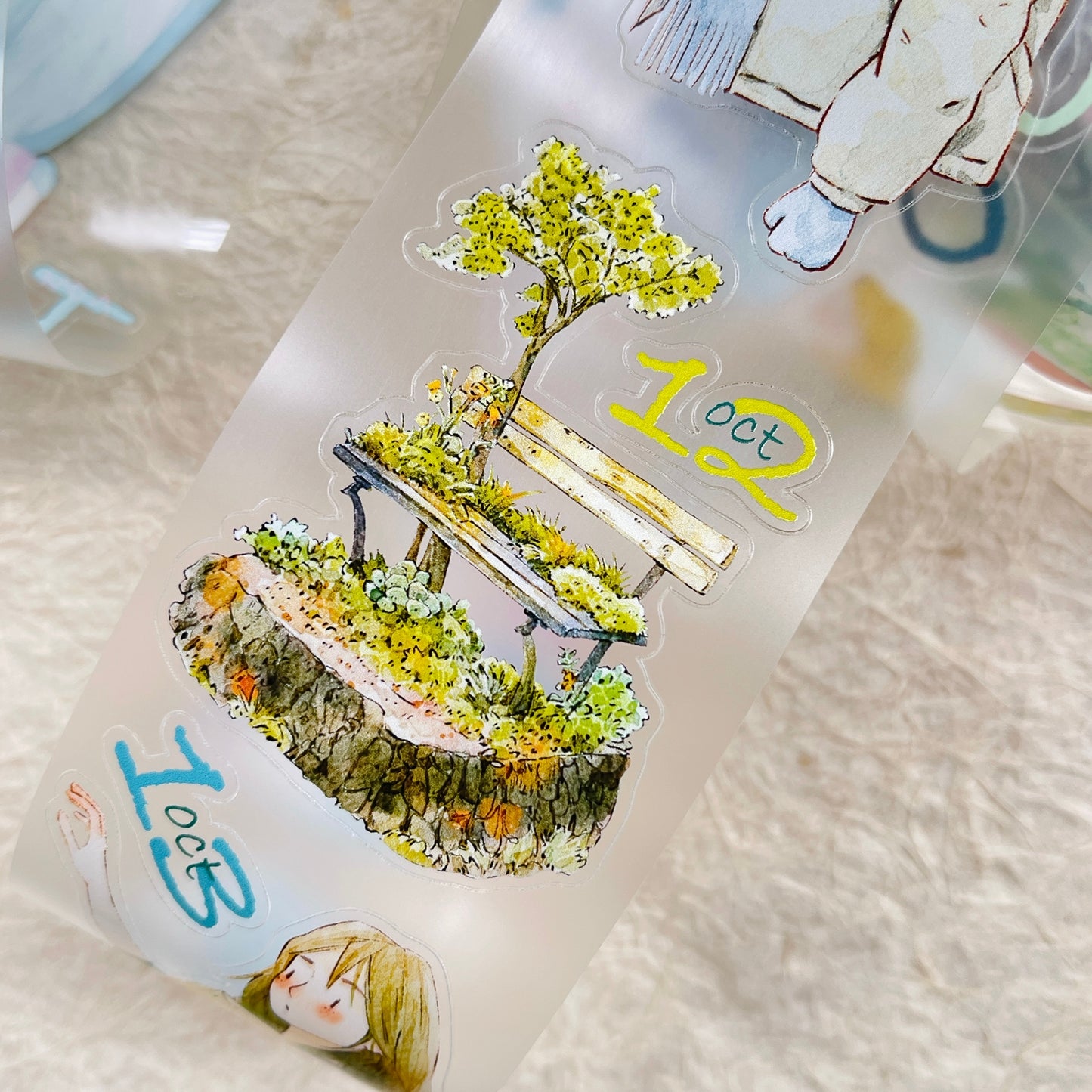 DingDing 2026 Annual Special Edition,Pre-Cut Clear Pet Tape Stickers,365 Days-T7 No Loop-Undated Calendar Tape,Original Vintage Design for Scrapbooks Supplies,Junk Journal