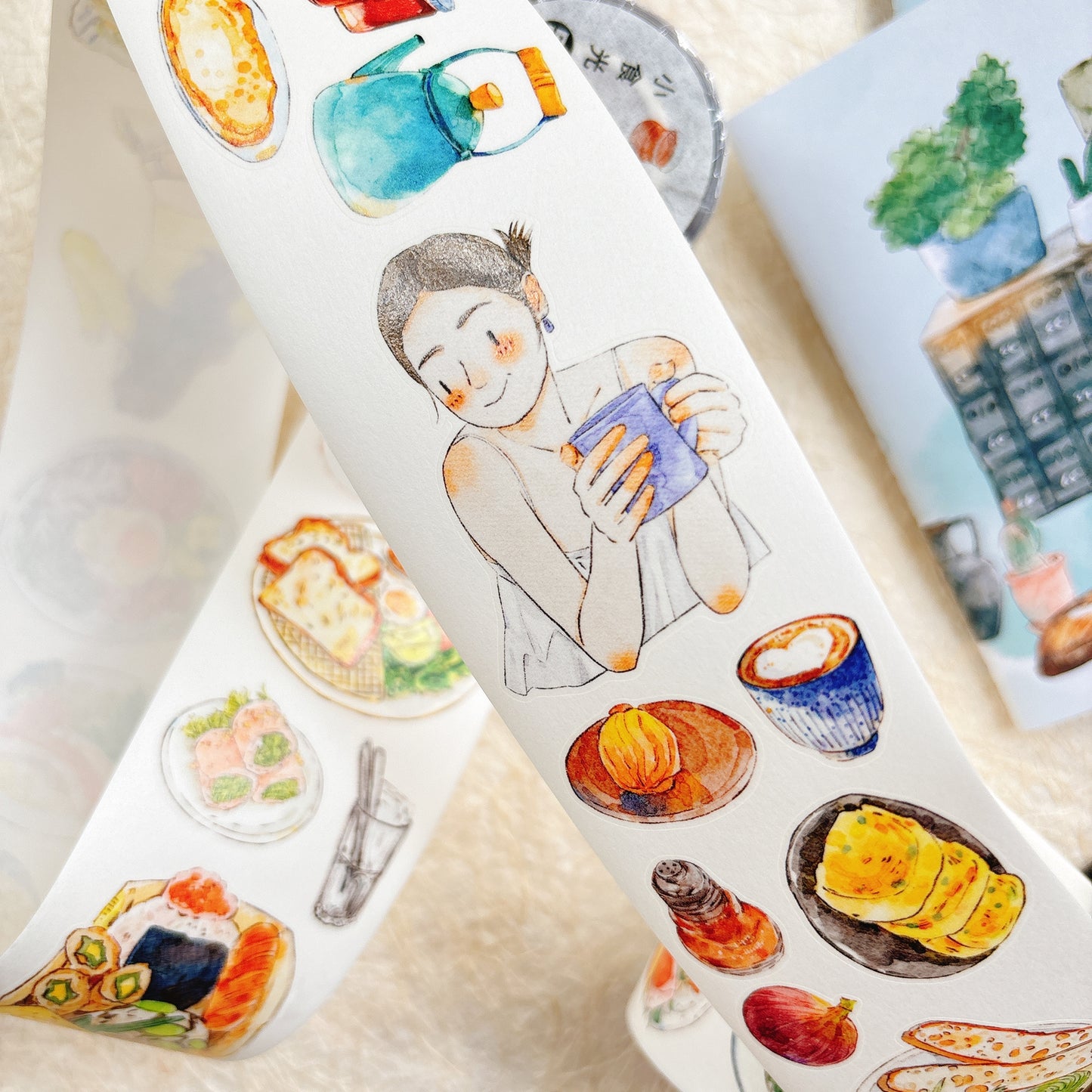 DingDing Vol15【56#Little Moments of Food】Original Design Kiss-Cut Washi PET Tape Stickers,for Scrapbook Supplies,Journaling,Junk Journal,Bullet Journal,Planner Stickers