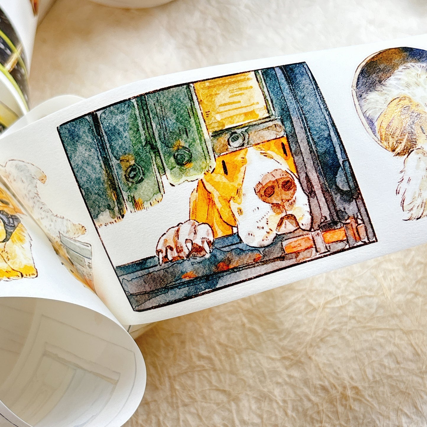 DingDing Vol15【55#Here's a Dog】Original Design Kiss-Cut Washi PET Tape Stickers,for Scrapbook Supplies,Journaling,Junk Journal,Bullet Journal,Planner Stickers