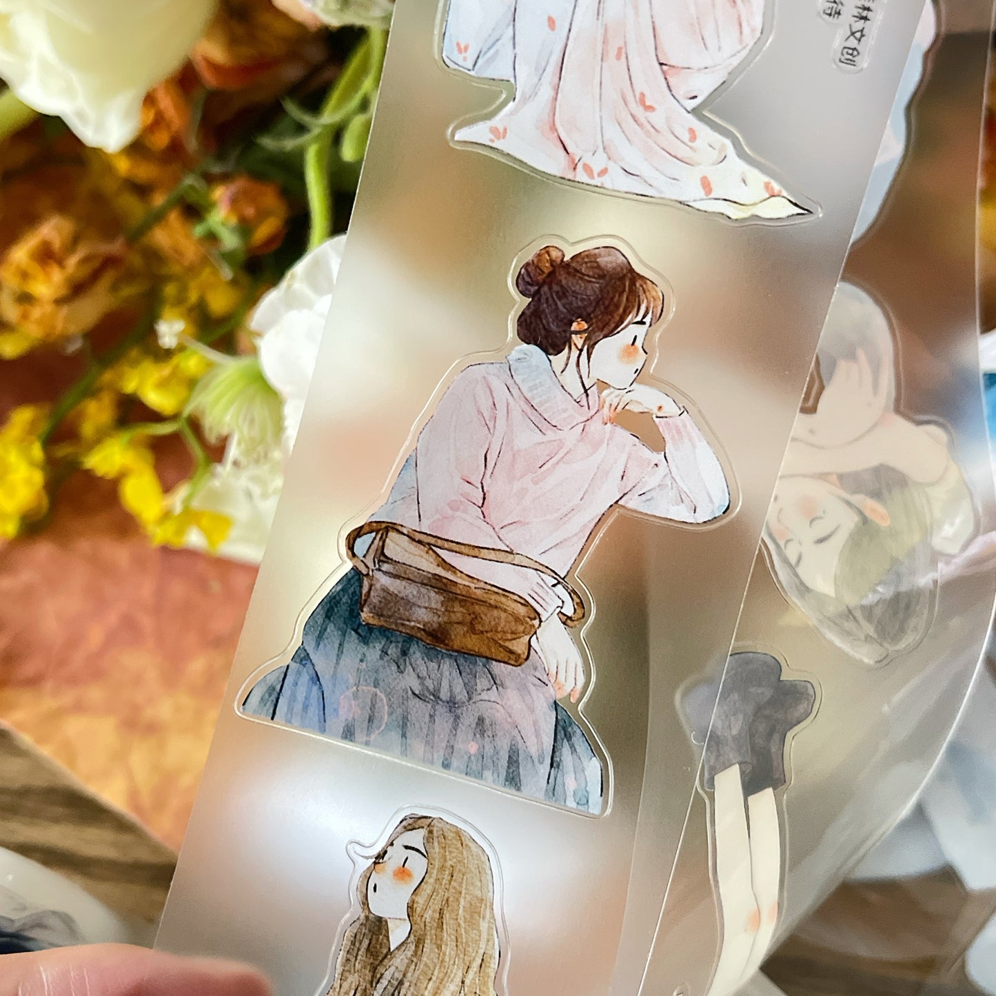 DingDing Vol14【52#Wait】Original Design Kiss-Cut Washi PET Tape Stickers,for Scrapbook Supplies,Journaling,Junk Journal,Bullet Journal,Planner Stickers