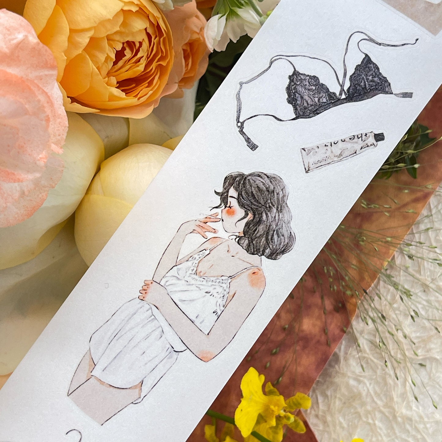 DingDing Vol14【50#Private】Original Design Kiss-Cut Washi PET Tape Stickers,for Scrapbook Supplies,Journaling,Junk Journal,Bullet Journal,Planner Stickers
