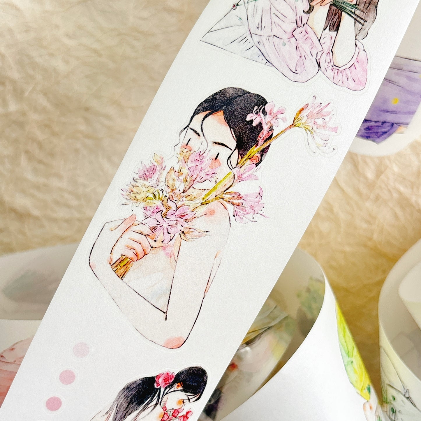 DingDing Vol15【58#There are Flowers】Original Design Kiss-Cut Washi PET Tape Stickers,for Scrapbook Supplies,Journaling,Junk Journal,Bullet Journal,Planner Stickers