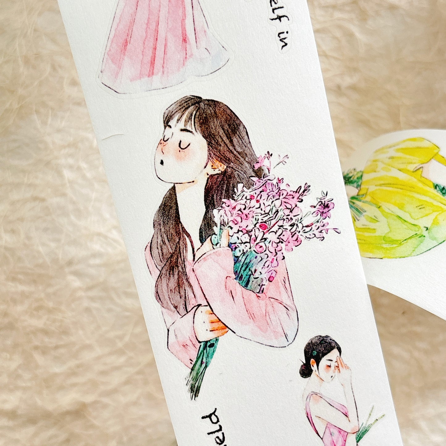 DingDing Vol15【58#There are Flowers】Original Design Kiss-Cut Washi PET Tape Stickers,for Scrapbook Supplies,Journaling,Junk Journal,Bullet Journal,Planner Stickers