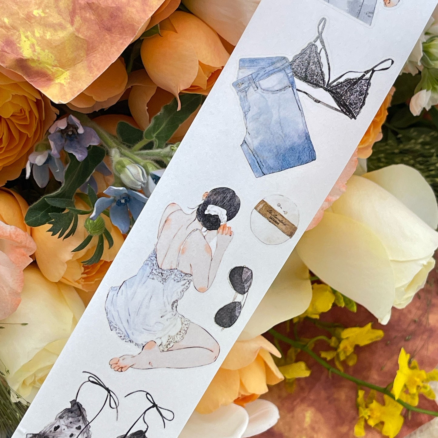 DingDing Vol14【50#Private】Original Design Kiss-Cut Washi PET Tape Stickers,for Scrapbook Supplies,Journaling,Junk Journal,Bullet Journal,Planner Stickers