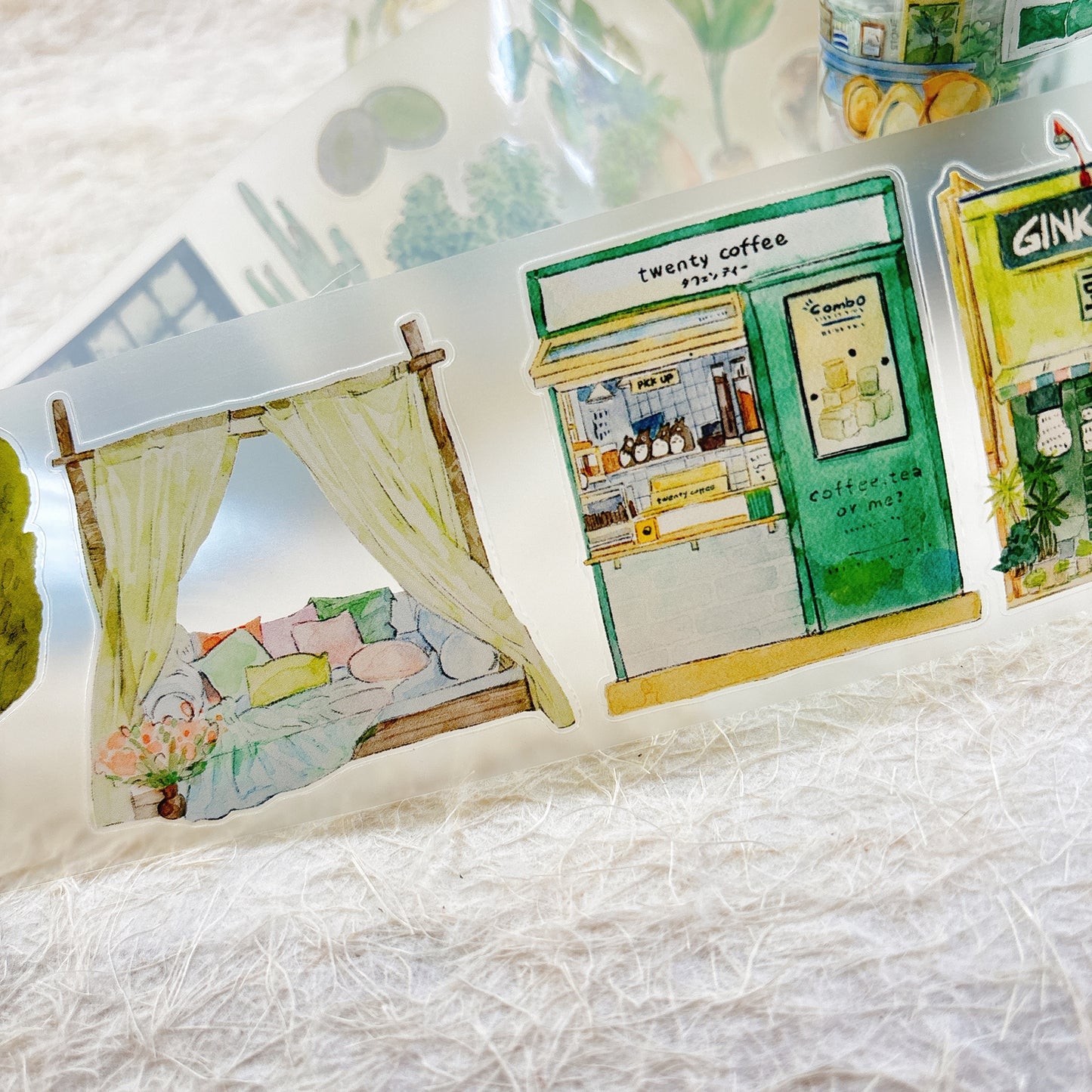 Seahorse Forest Vol10【A56#Verdancy】Vintage Scene Original Design Pre-Cut Washi/PET Tape Stickers,for Scrapbook Supplies,Junk Journal Supplies