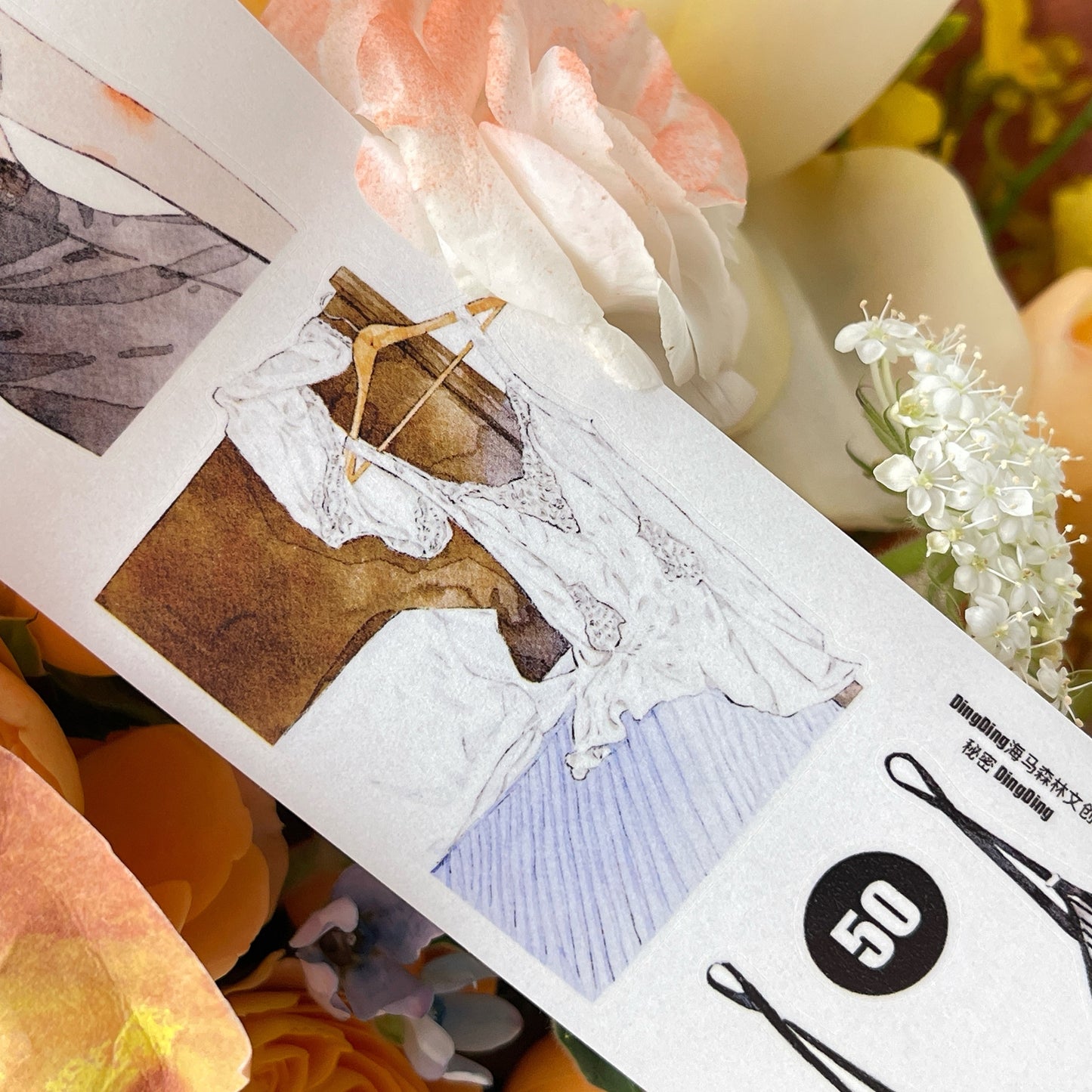 DingDing Vol14【50#Private】Original Design Kiss-Cut Washi PET Tape Stickers,for Scrapbook Supplies,Journaling,Junk Journal,Bullet Journal,Planner Stickers