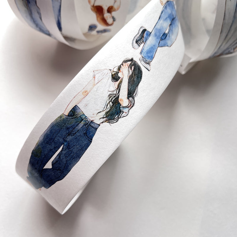 DingDing Vol6【17#】Original Character Design Vintage Casualness Girl Washi PET Tape