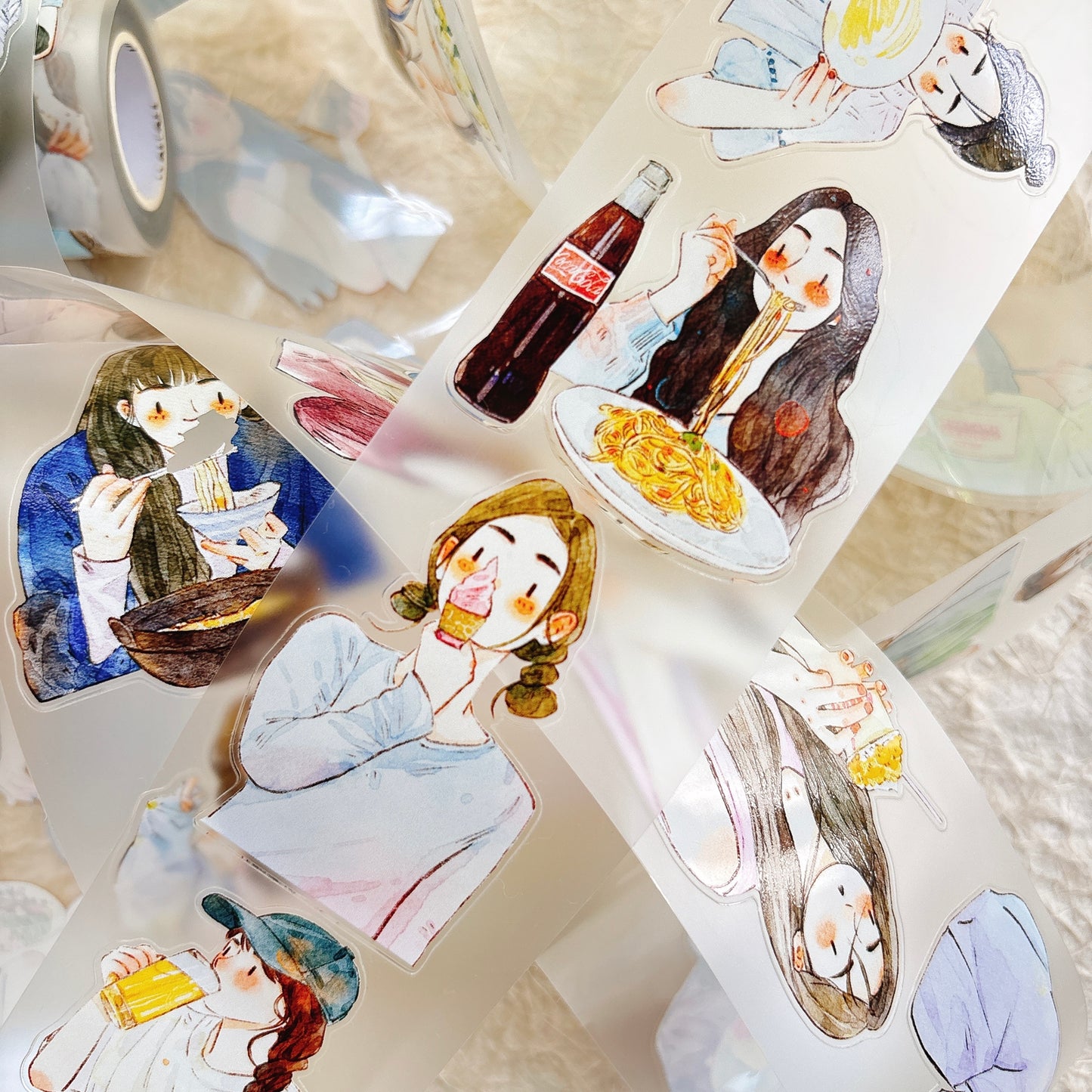 DingDing Vol15【57#Food Available】Original Design Kiss-Cut Washi PET Tape Stickers,for Scrapbook Supplies,Journaling,Junk Journal,Bullet Journal,Planner Stickers