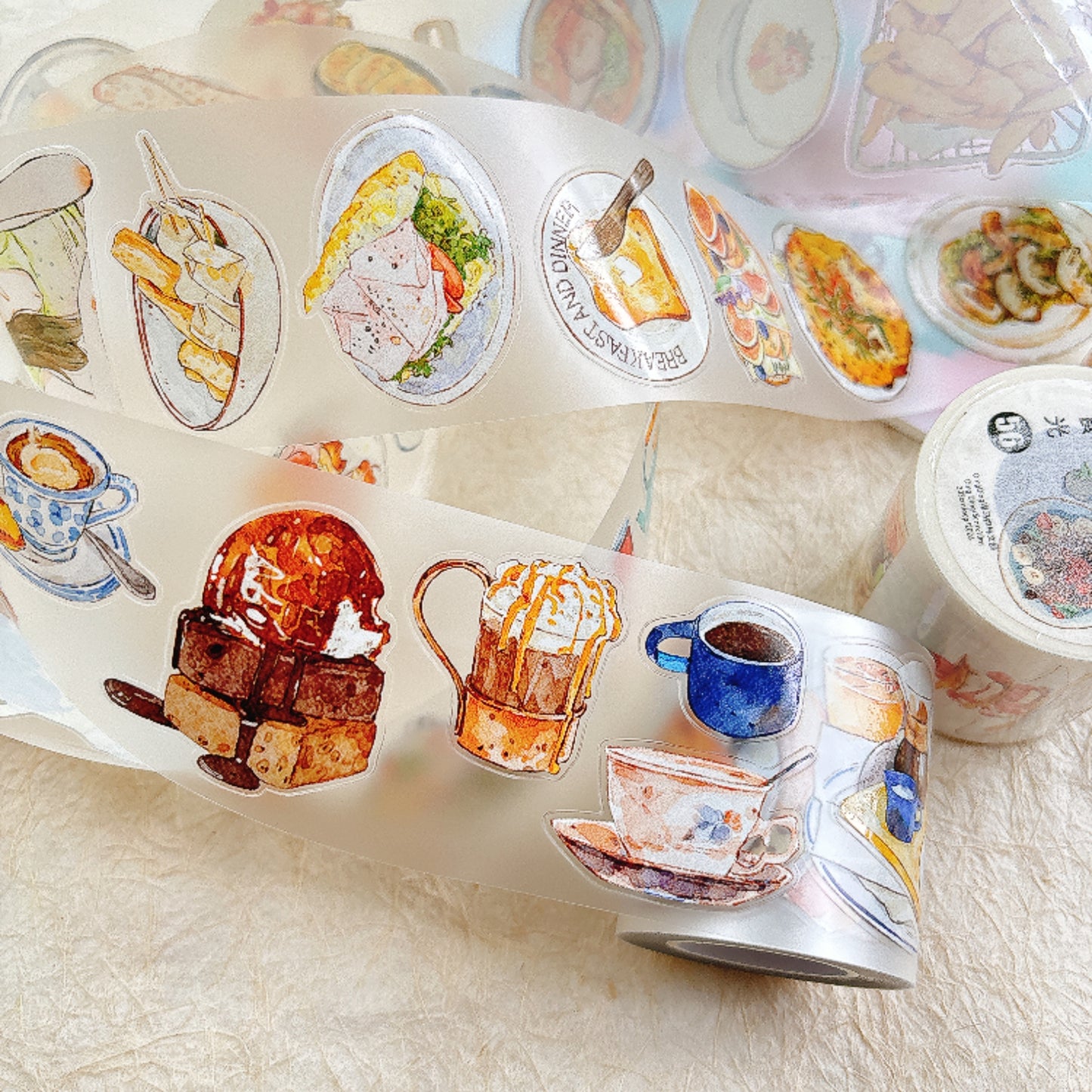DingDing Vol15【56#Little Moments of Food】Original Design Kiss-Cut Washi PET Tape Stickers,for Scrapbook Supplies,Journaling,Junk Journal,Bullet Journal,Planner Stickers